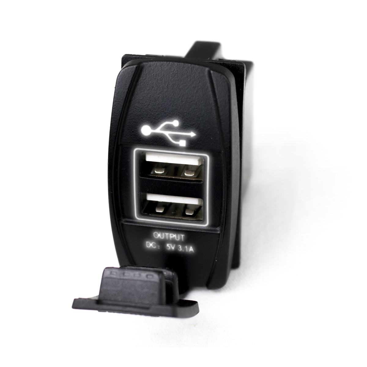 Race Sport Led Rocker Switch Panel With 2 Usb Ports With White Led Radiance