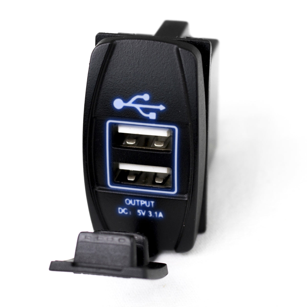 Led Rocker 2 Port Usb Charger Port Bl