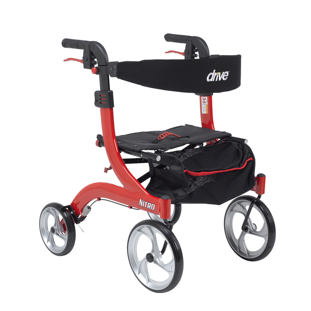 Drive Medical Rtl10266Bk-H Nitro Euro Style Walker Rollator, Hemi Height, Black