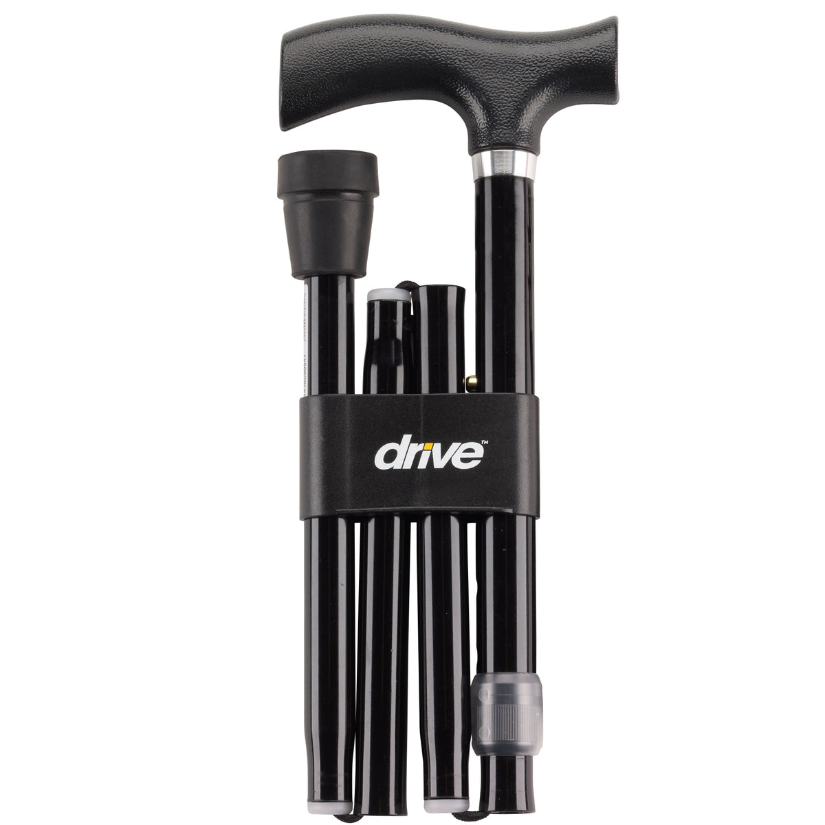 Drive Medical Heavy Duty Folding Cane Lightweight Adjustable With T Handle, Black