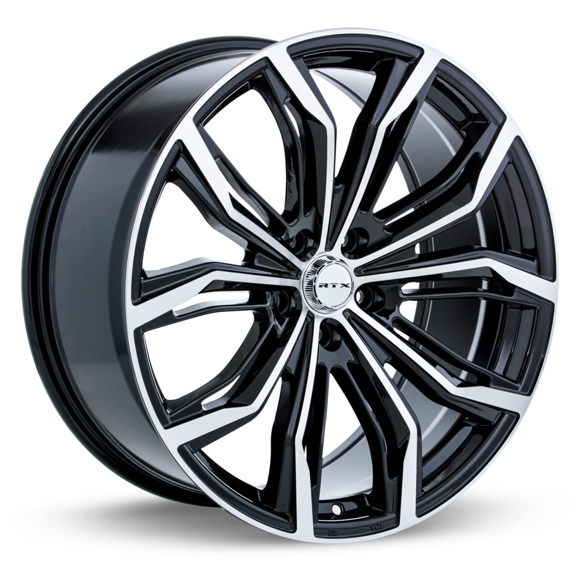 Rtx Black Widow Custom Wheel - 17X7.5, 42 Offset, 5X112 Bolt Pattern, 66.6Mm Hub - Black With Machined Face Rim