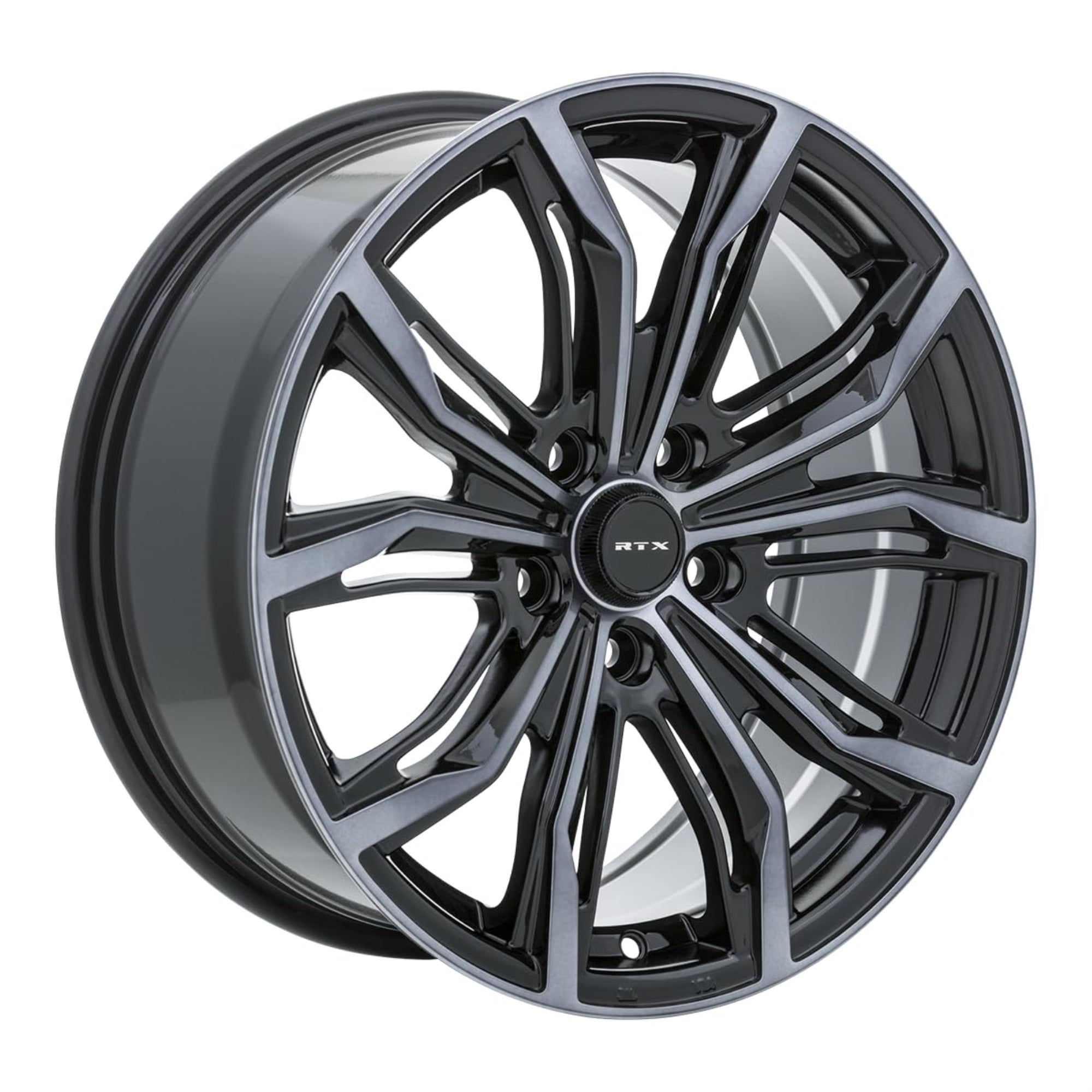 Rtx Black Widow Custom Wheel - 18X8, 42 Offset, 5X114.3 Bolt Pattern, 73.1Mm Hub - Black With Machined Gray Face Rim