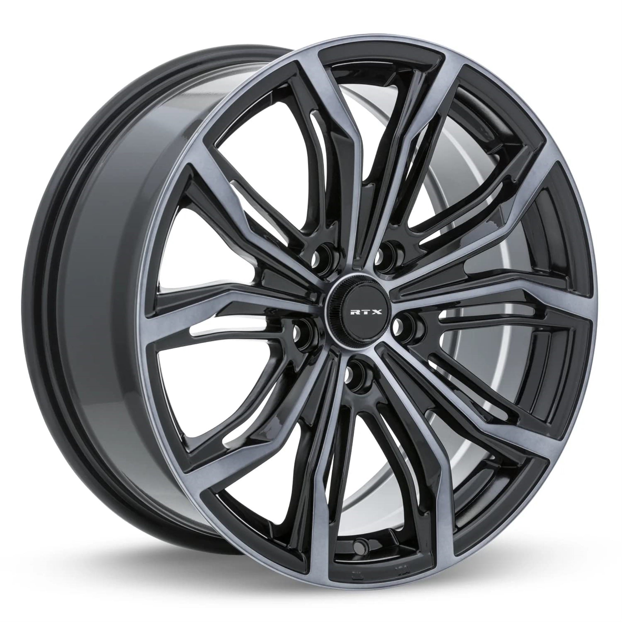 Rtx Black Widow Custom Wheel - 18X8, 35 Offset, 5X120.65 Bolt Pattern, 74.1Mm Hub - Black With Machined Gray Face Rim