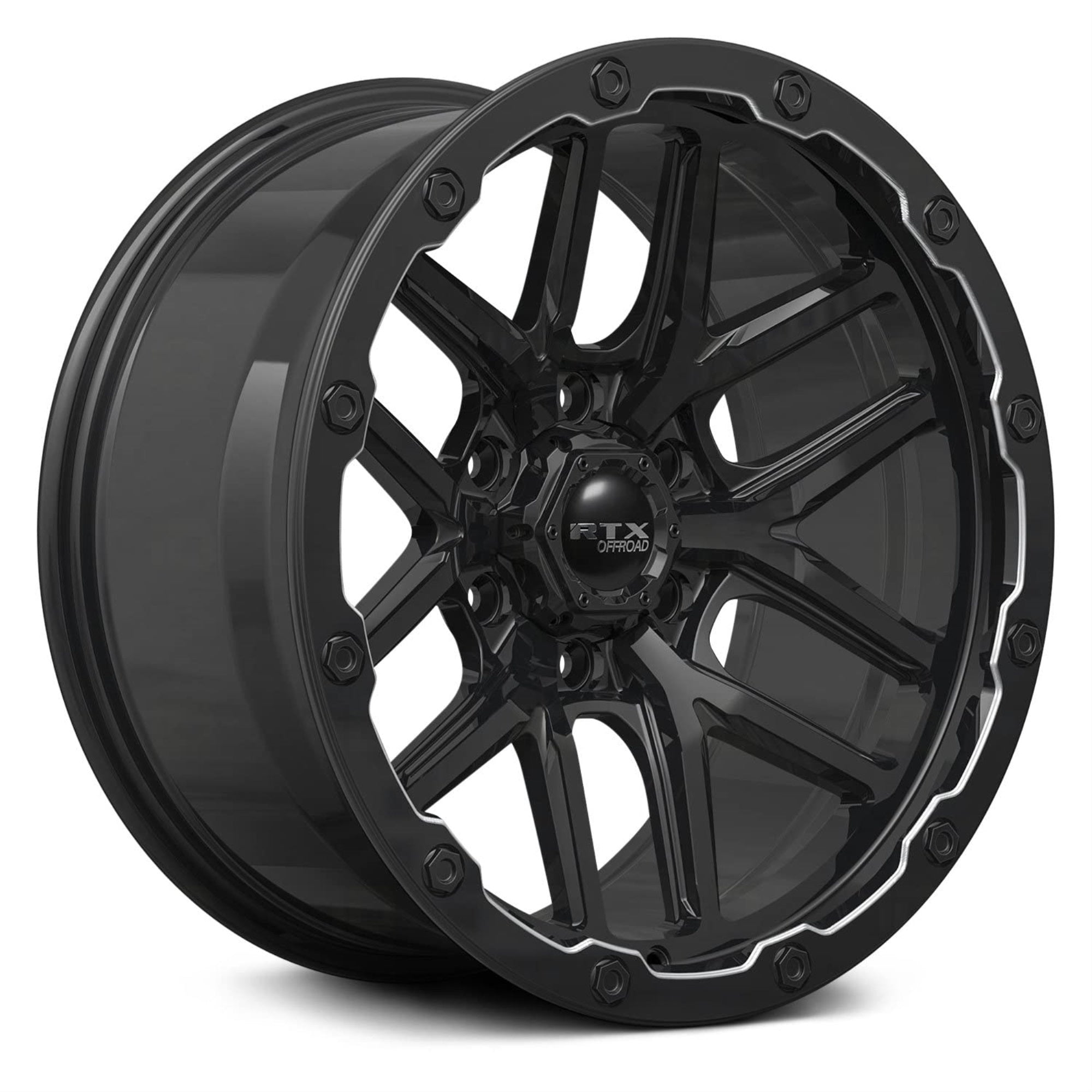 Rtx Volcano Custom Wheel - 18X9.5, -10 Offset, 6X135 Bolt Pattern, 87.1Mm Hub - Gloss Black With Milled Accents Rim