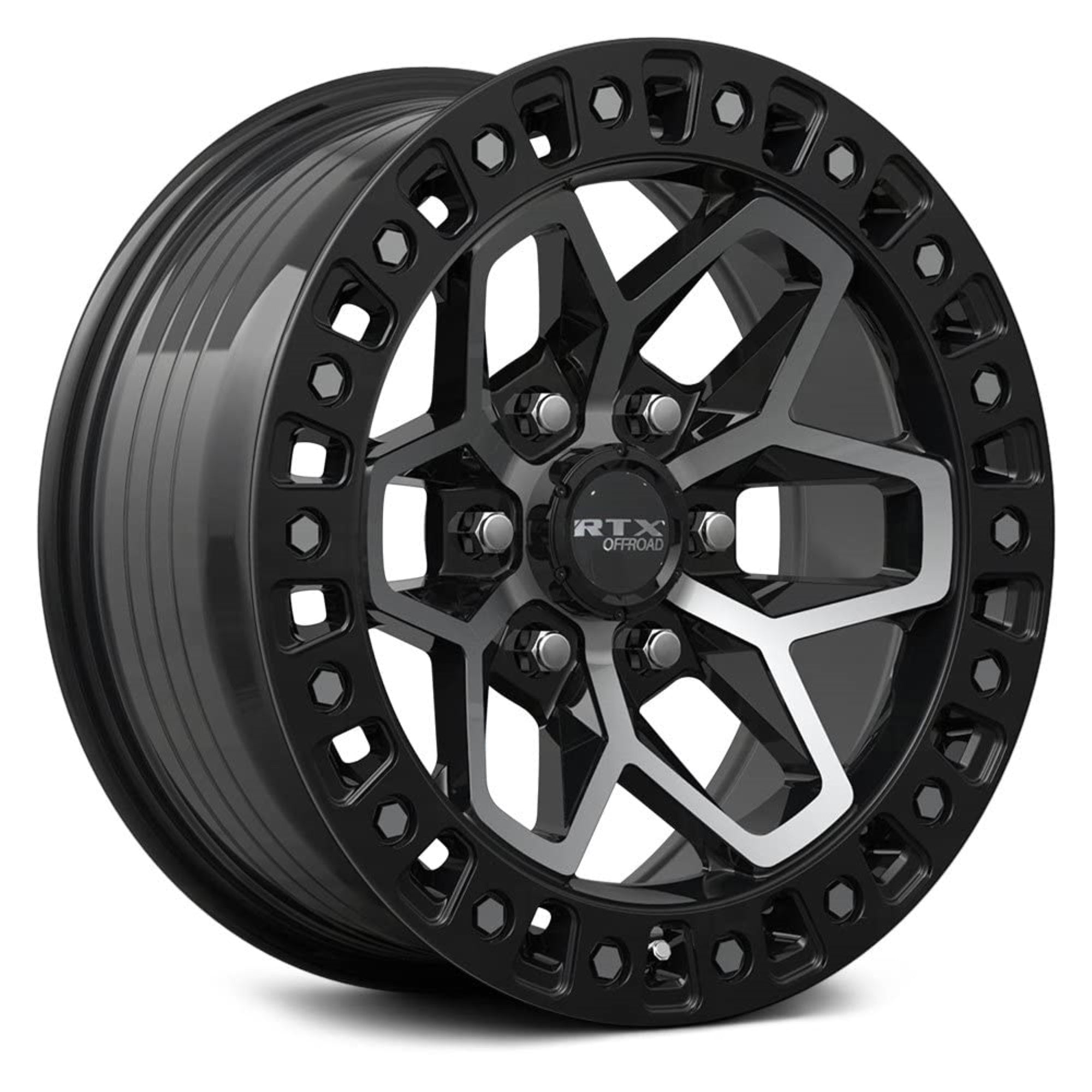 Rtx Zion Custom Wheel - 17X9, 20 Offset, 8X180 Bolt Pattern, 125Mm Hub - Black With Machined Face Rim