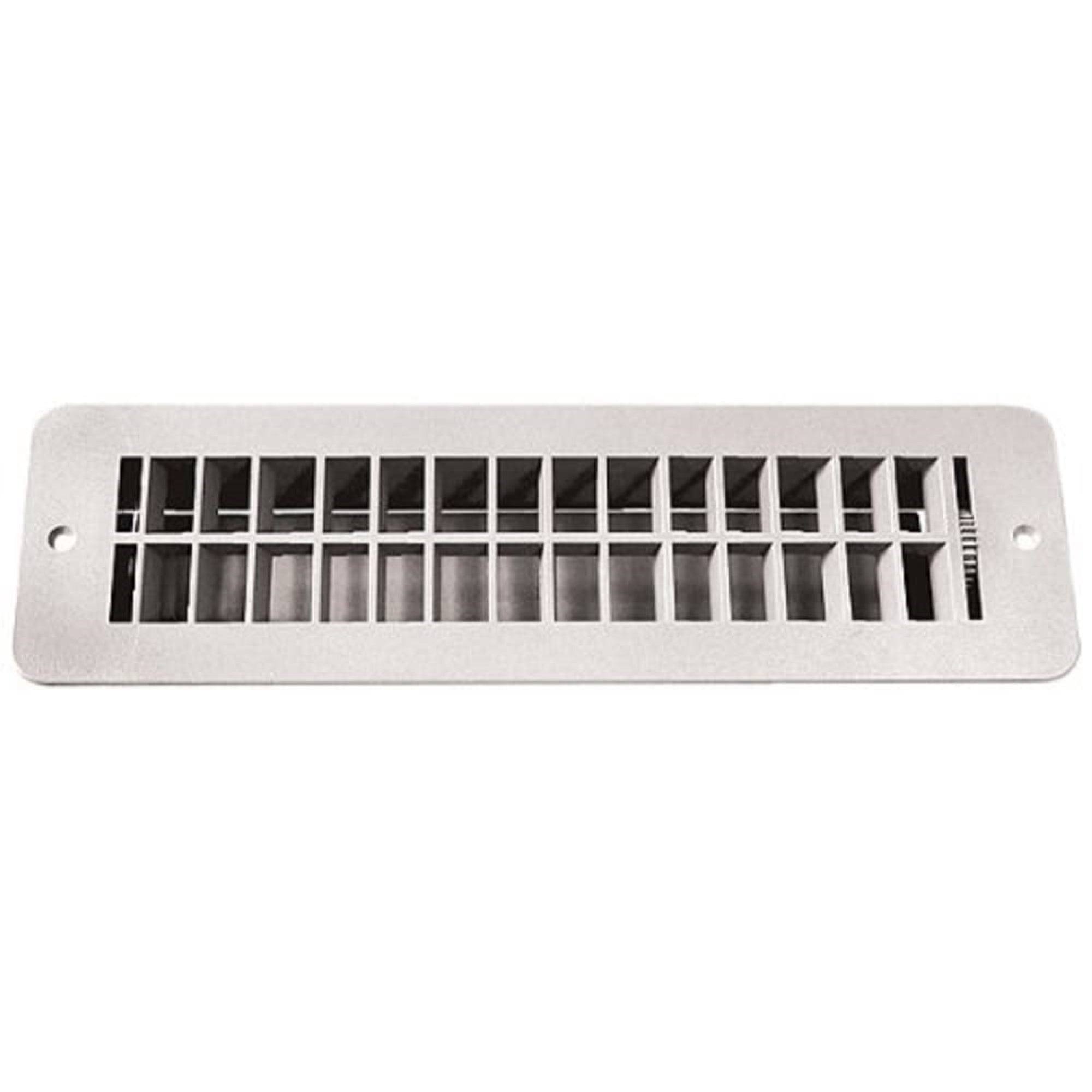 RV Designer H850, Plastic Floor Register with Damper, 12 inch x 3-1/2 inch, White, Interior Hardware
