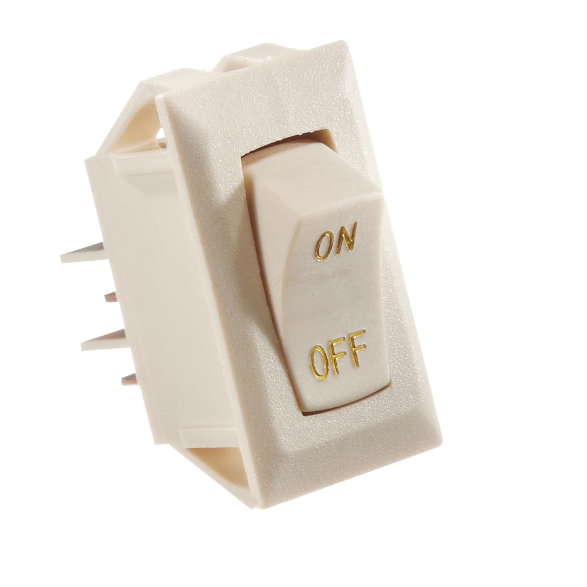 Rv Designer S279, Ivory Rocker Switch W/Gold Text, 10 A, On/Off - Spst - Cut-Out .550' X 1.125'