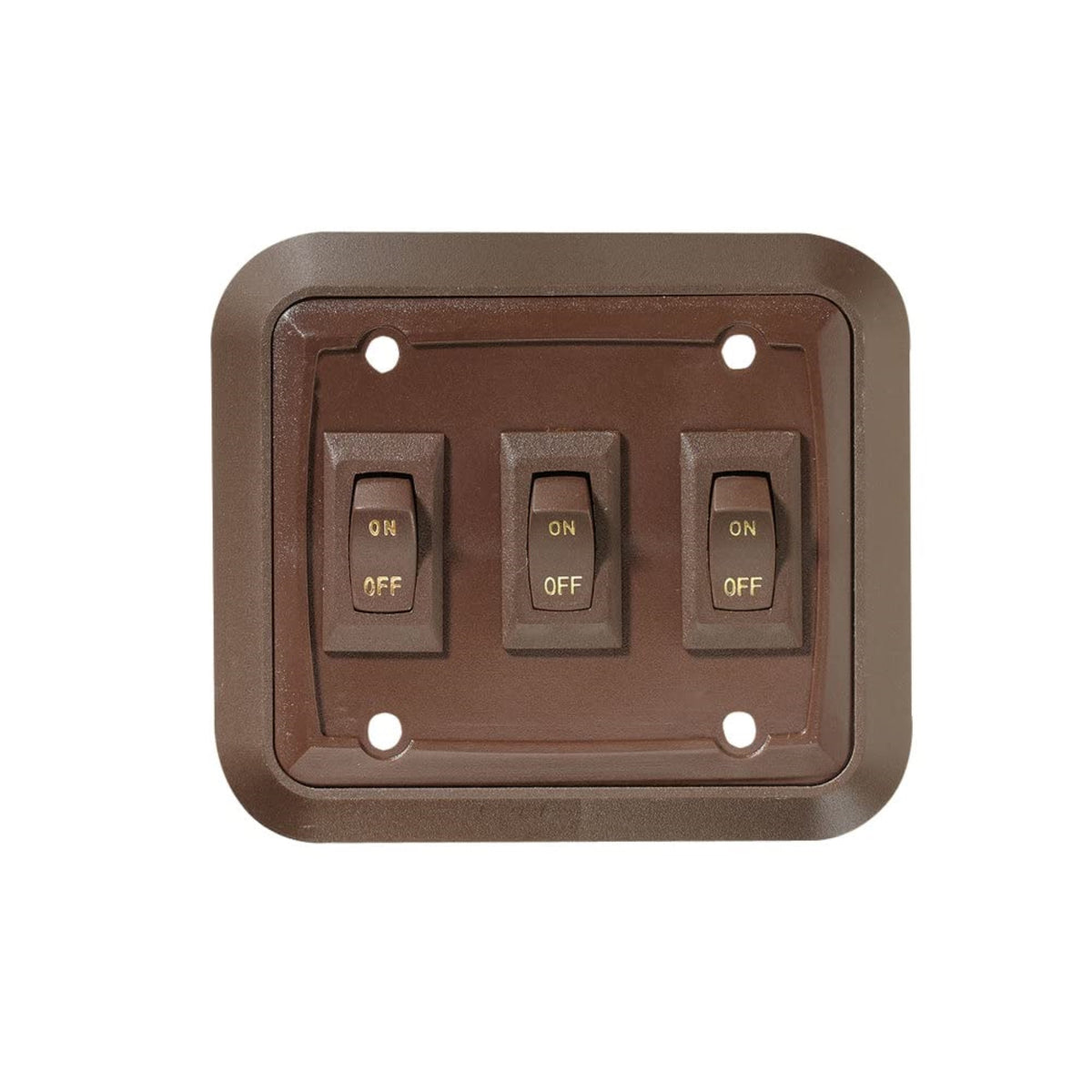 Rv Designer S659, Wall Plate Switch, Triple, On/Off, Brown, 3.53 Inches X 4 Inches