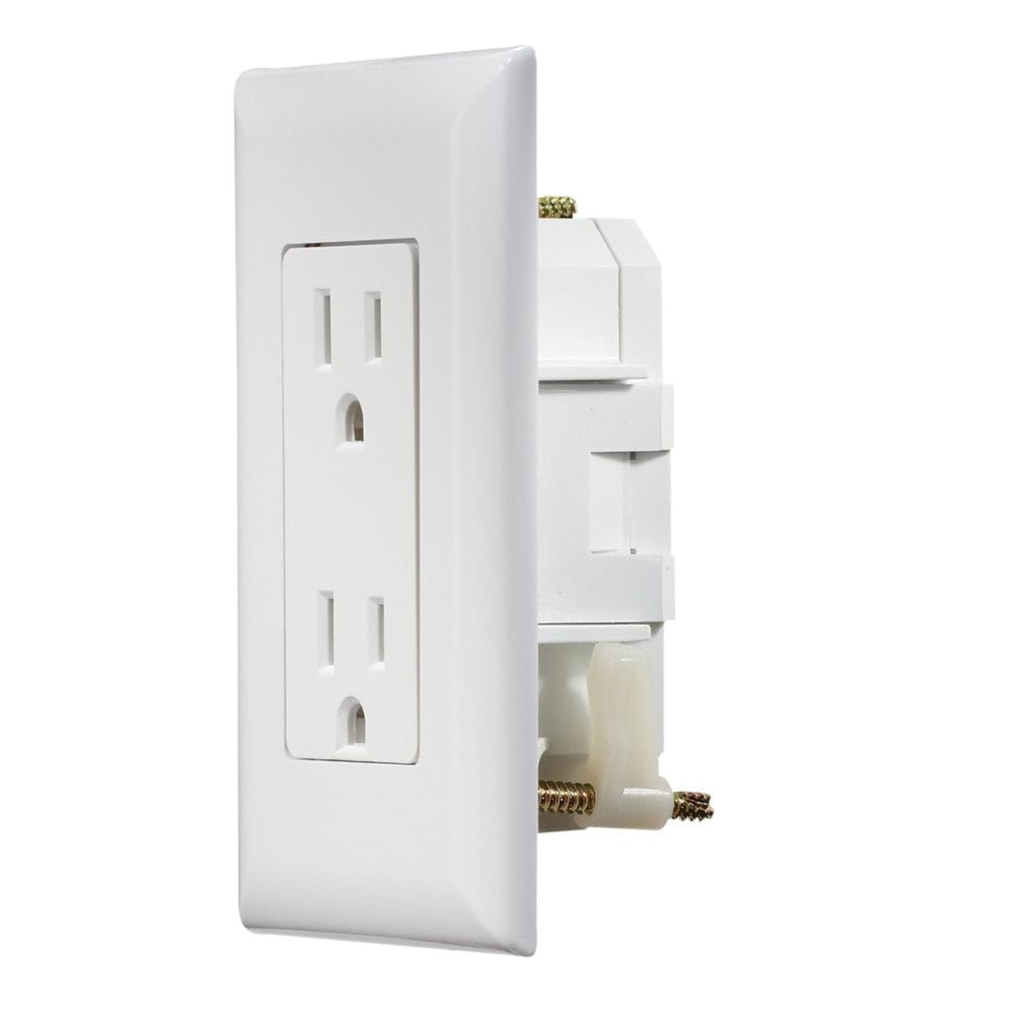 Rv Designer S811, Self Contained Dual Outlet With Cover Plate, White, Ac Electrical