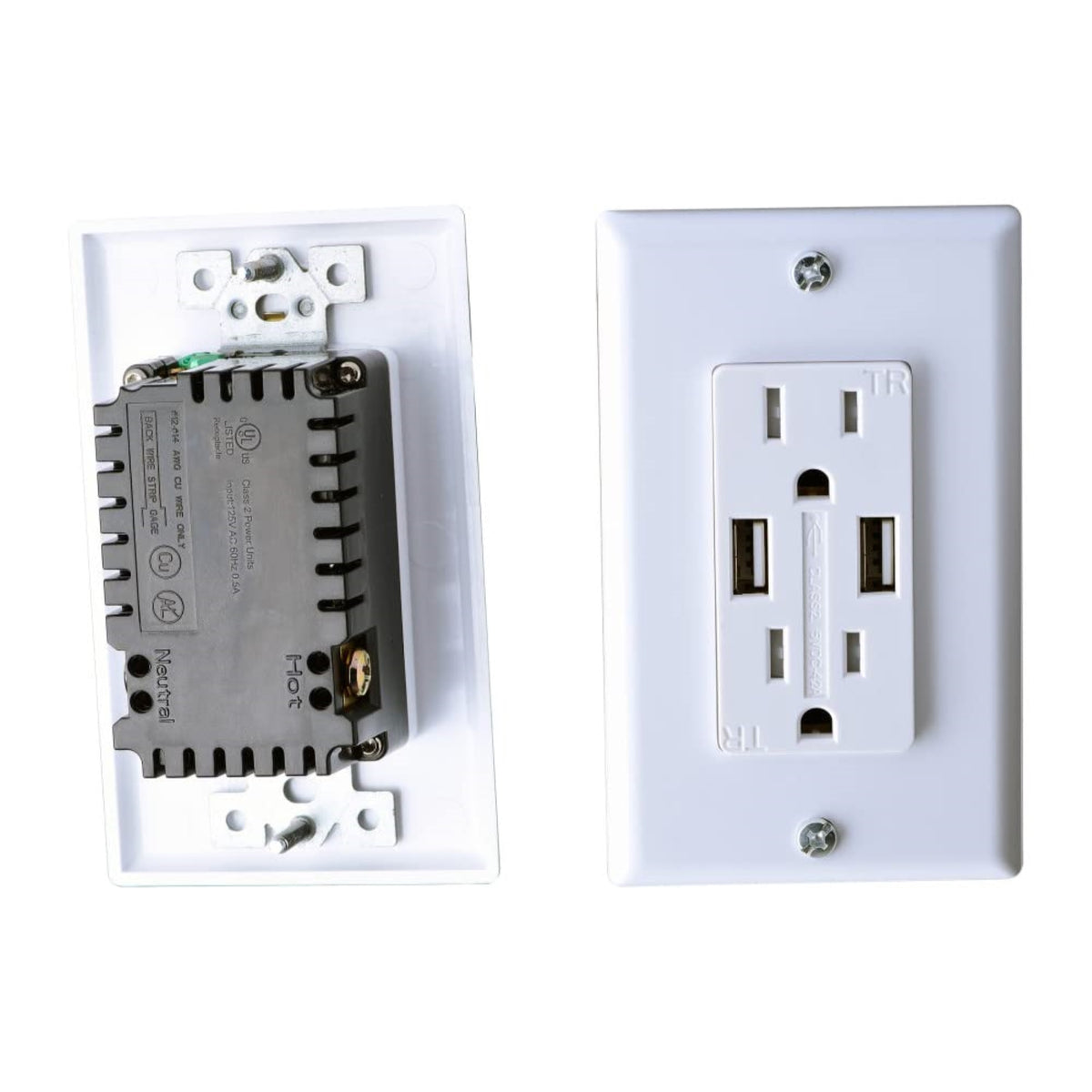 Rv Designer S850, Ac Dual Outlet With Cover & 2 Usb Charge Ports, White
