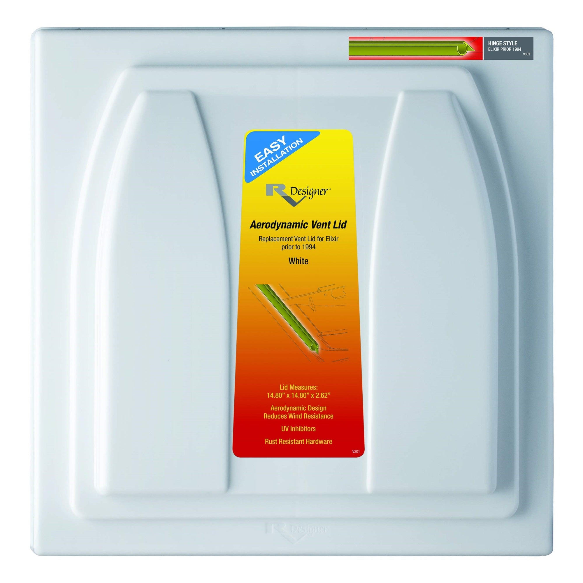 Rv Designer V301, Vent Lid, Elixir Prior To 1994, White, Standard