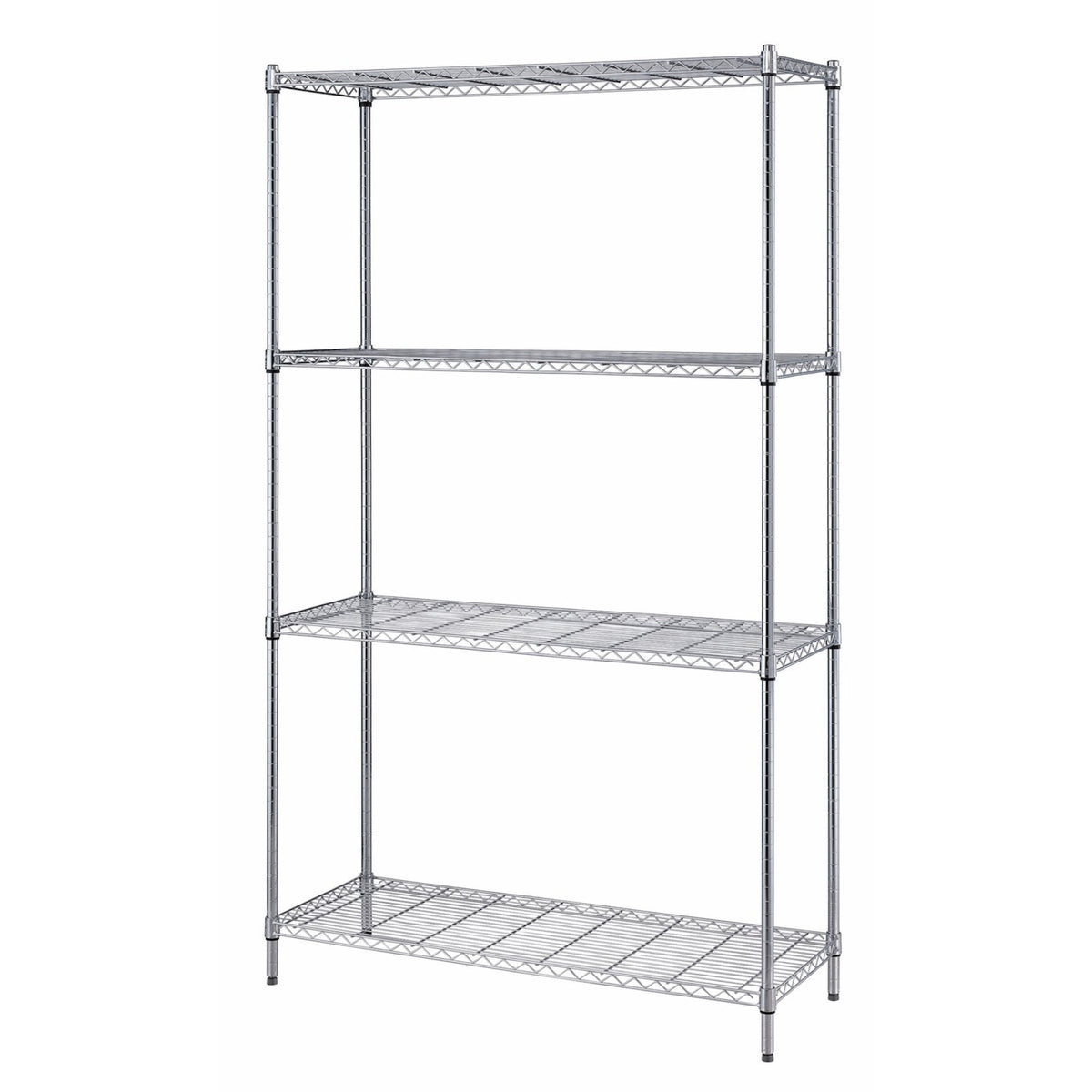 Convenient Shelving Unit Pack, 4-Tier, 48W X 24D X 72H, 300 Lb. Load Capacity Per Shelf, Includes: (4) Wire Shelves, (4) Posts,