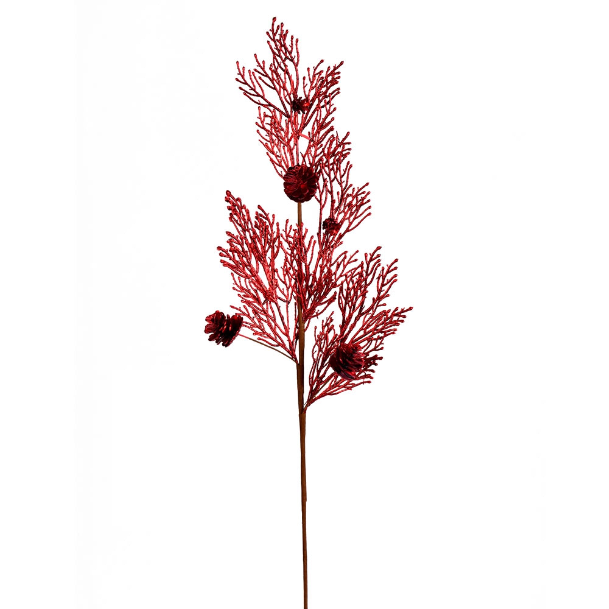 36” Red Glitter Pine Cone Spray 3/Bag