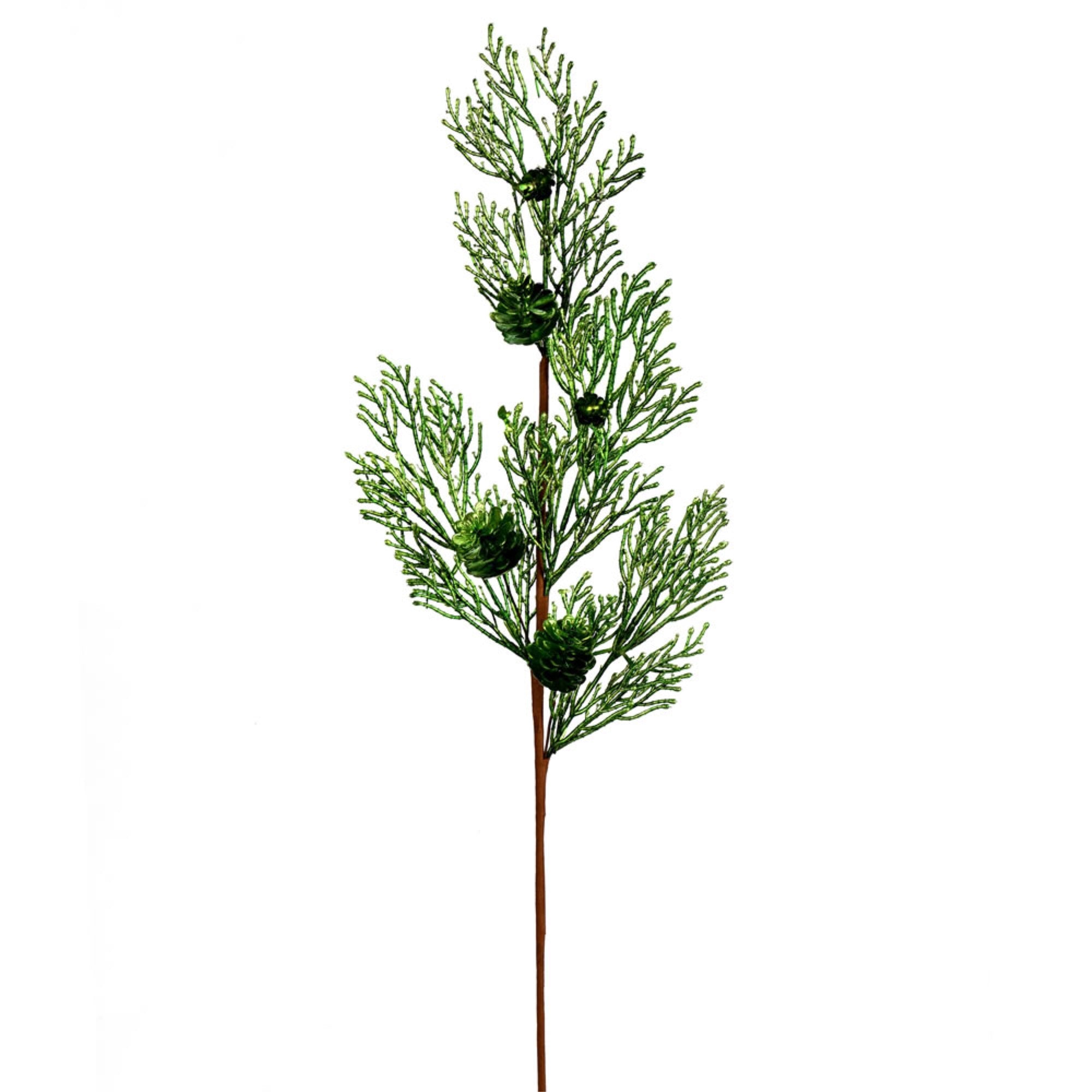 36” Green Glitter Pine Cone Spray 3/Bag