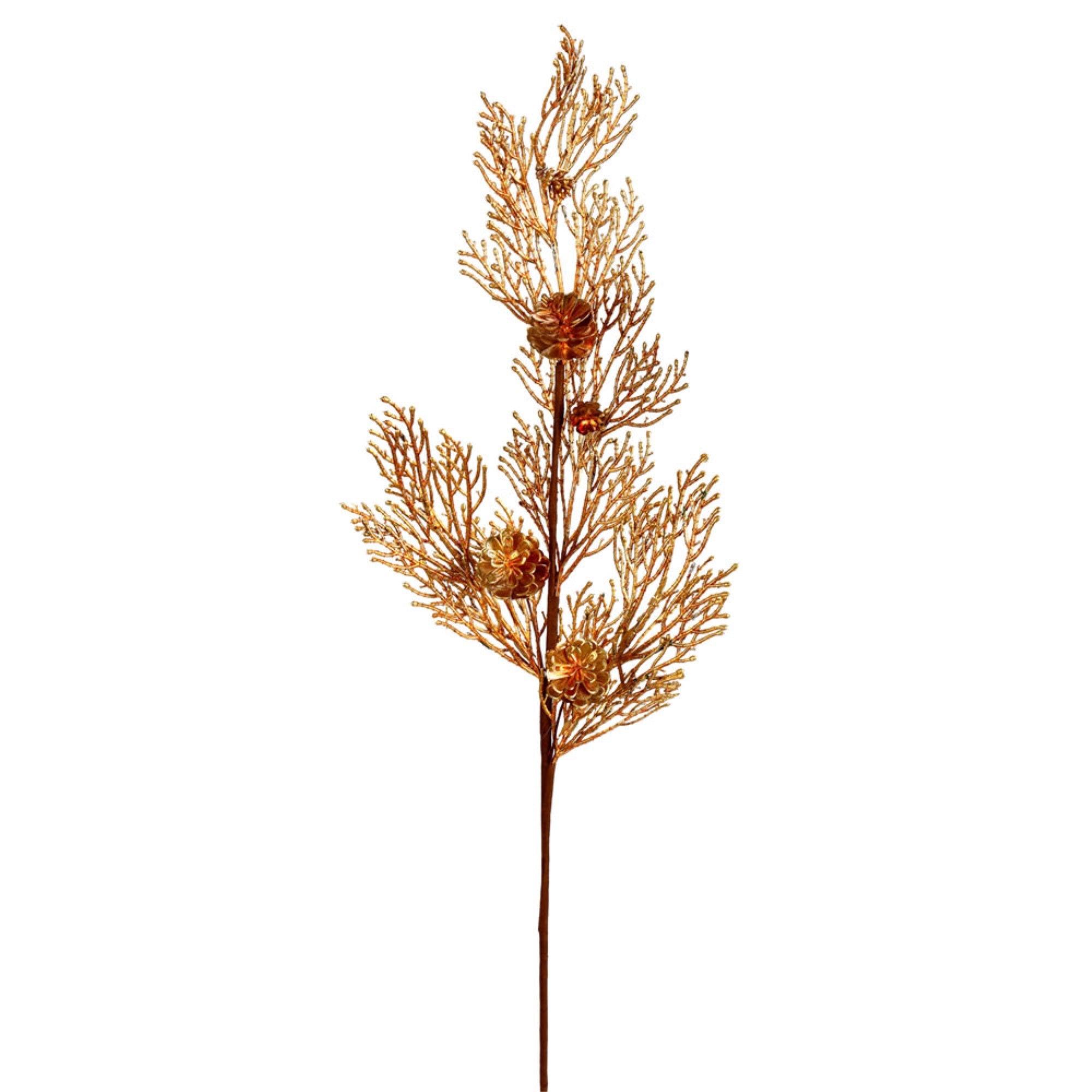 36” Gold Glitter Pine Cone Spray 3/Bag