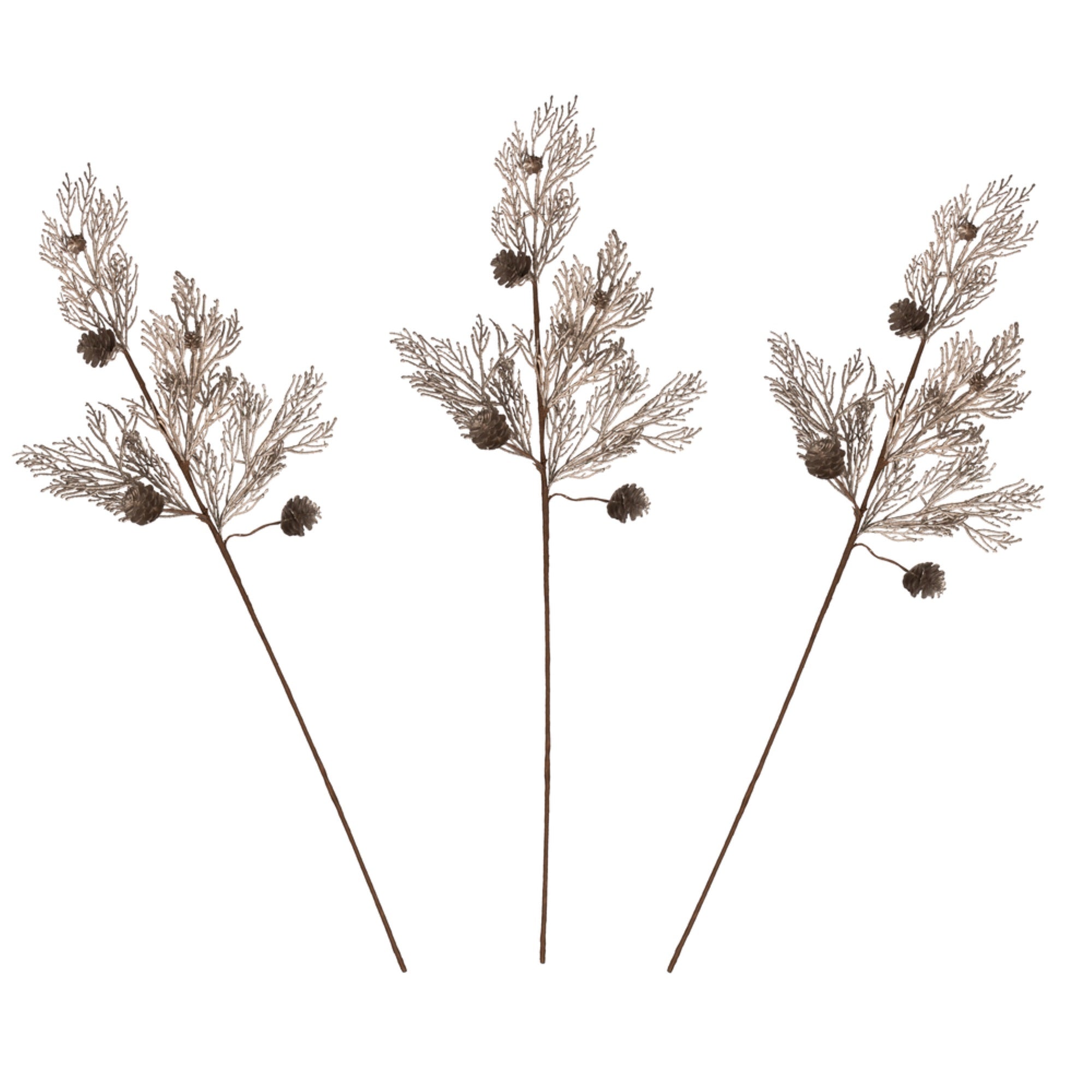36” Champagne Glitter Pine Cone Spray 3/