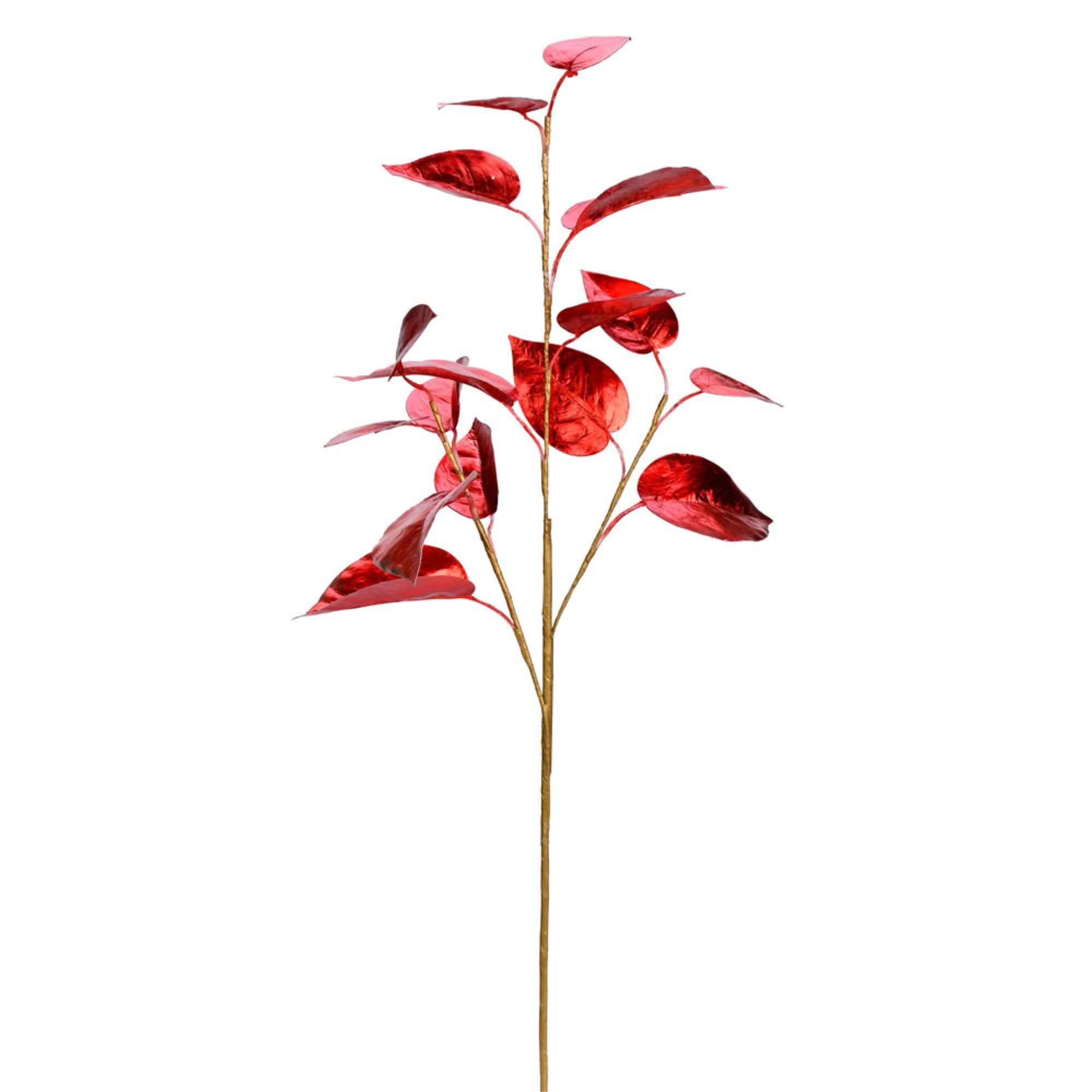 33” Red Shiny Leaf Spray 2/Bag