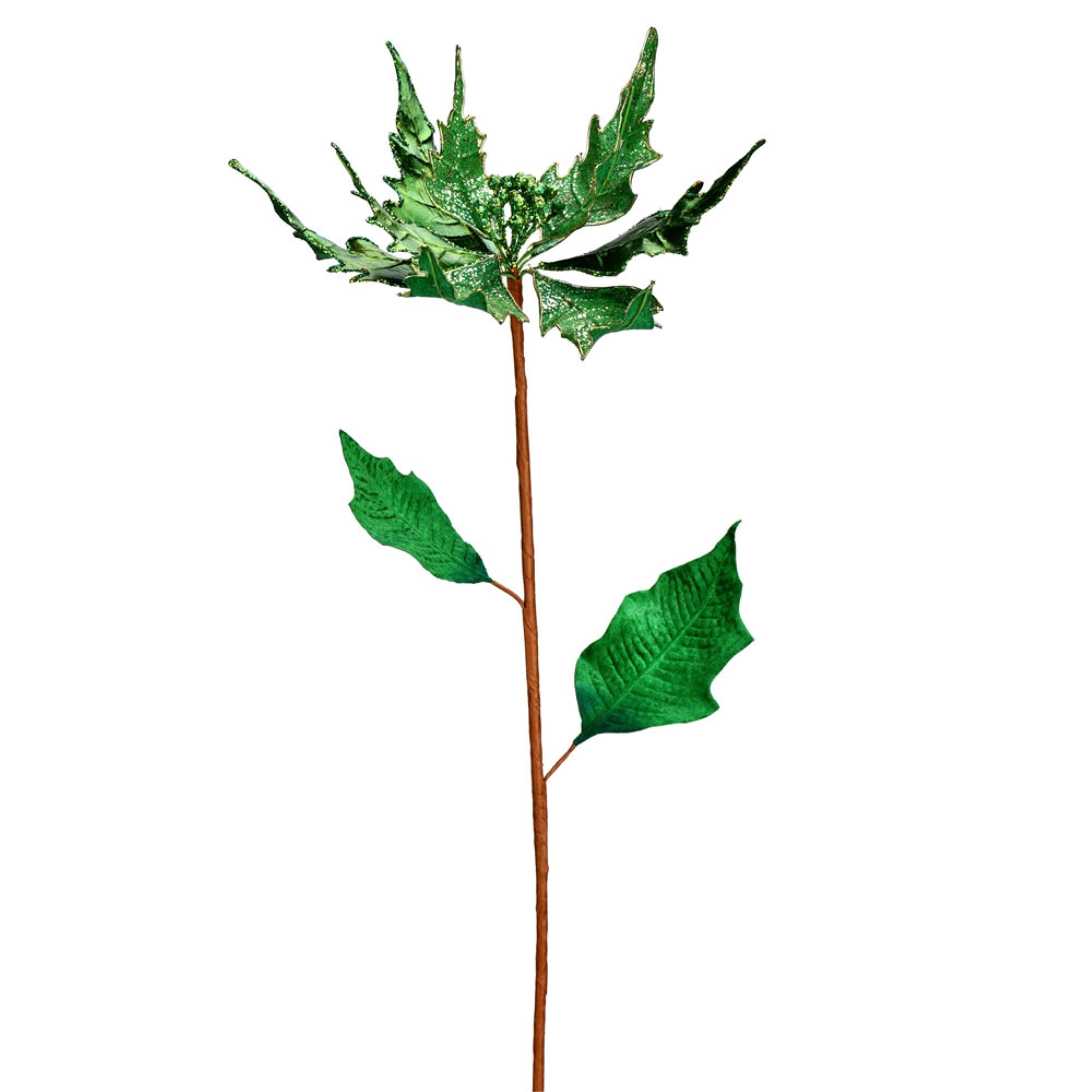 32” Green Glitter Poinsetta Spray 2/Bag