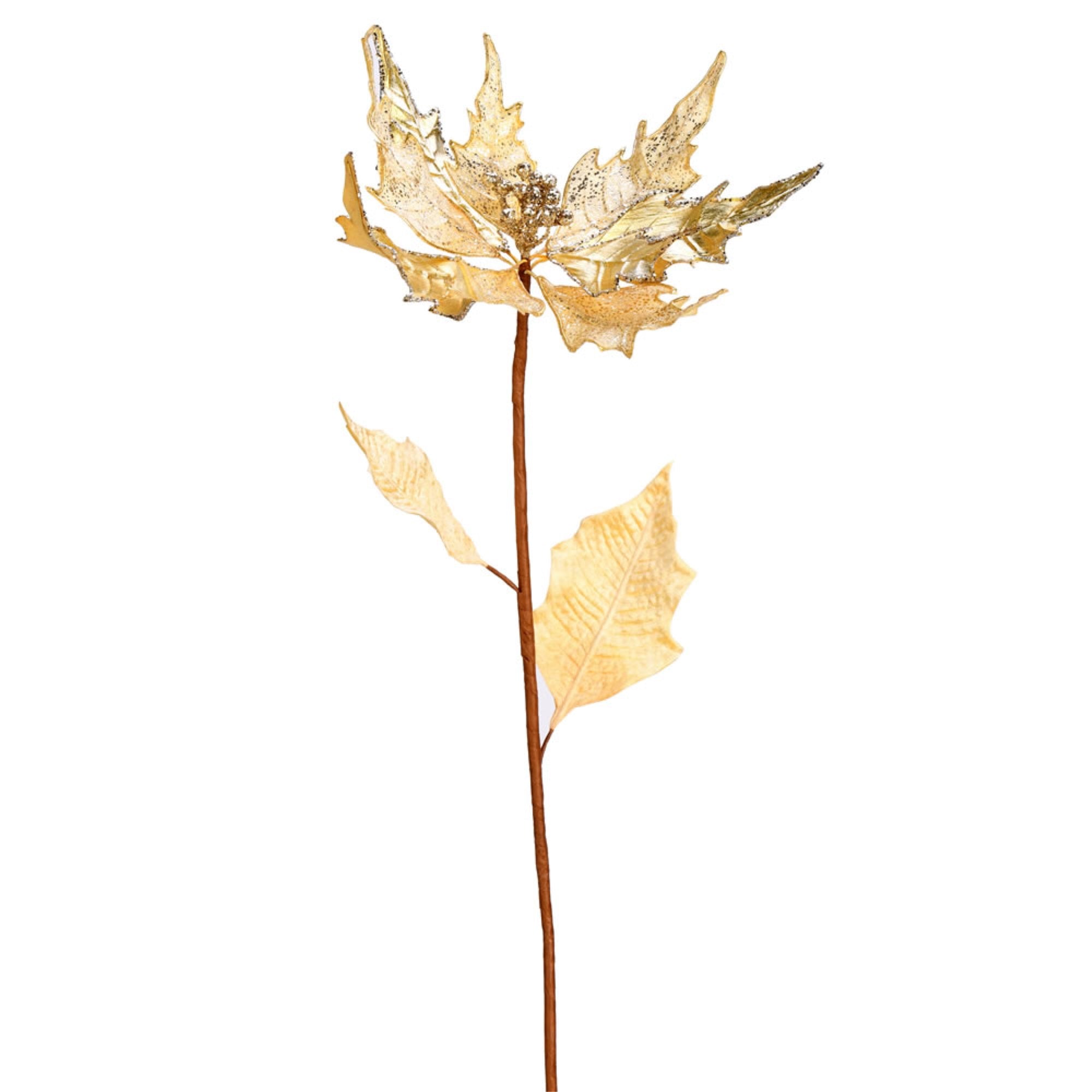 32” Champagne Glit Poinsetta Spray 2/Bag