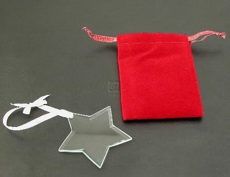 Star Shaped Glass Ornament With White Ribb