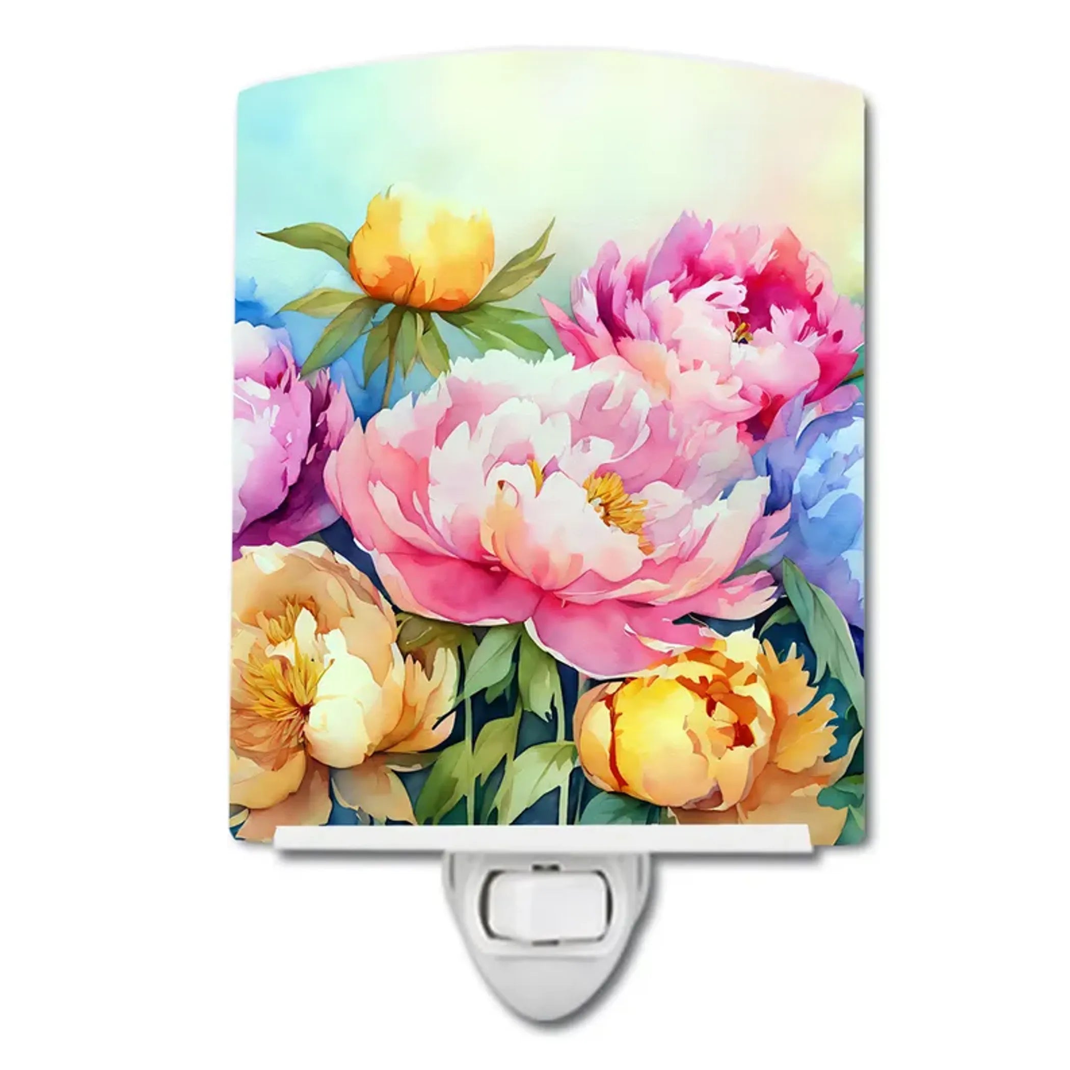 Peonies Ceramic Night Light