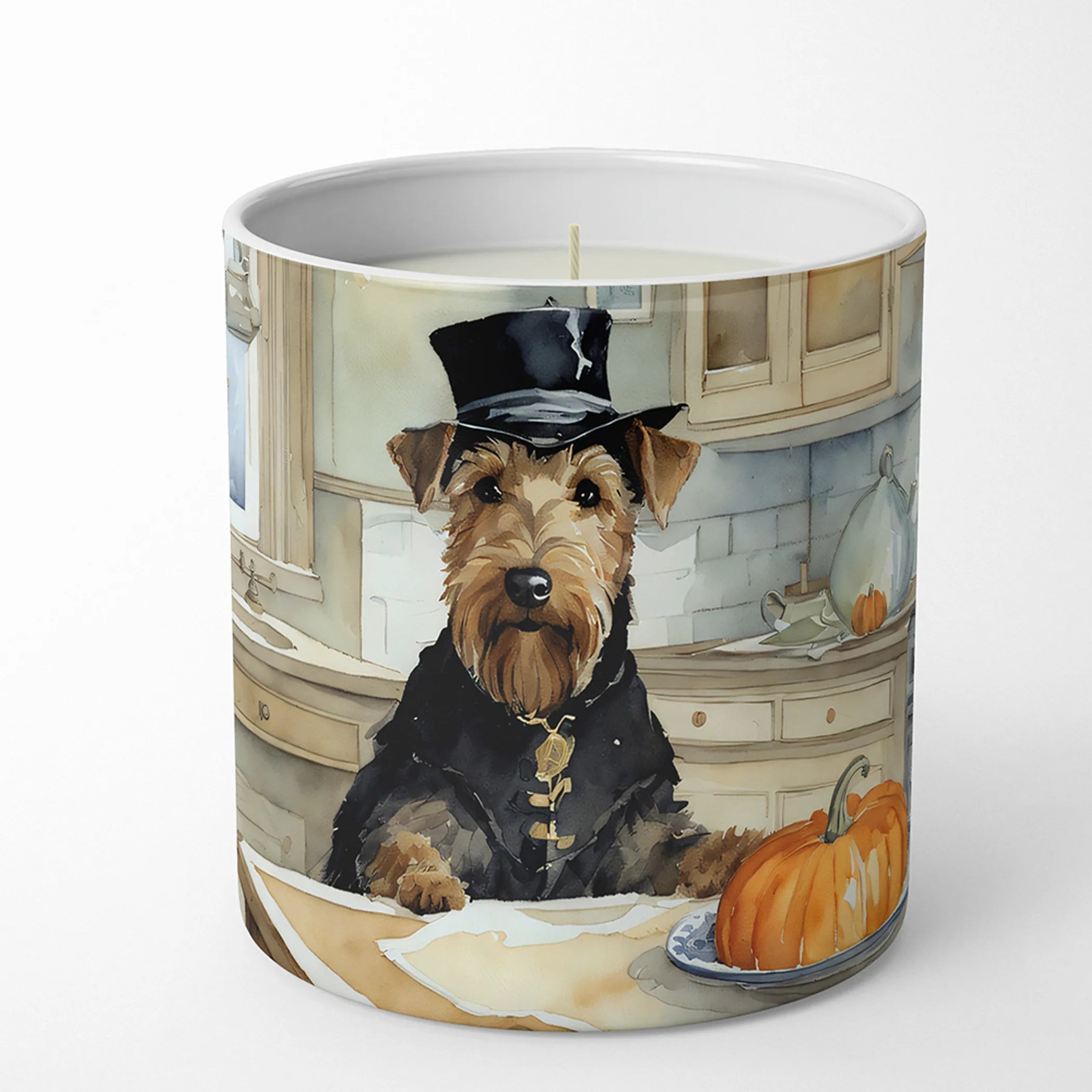 Airedale Terrier Fall Kitchen Pumpkins Decorative Soy Candle