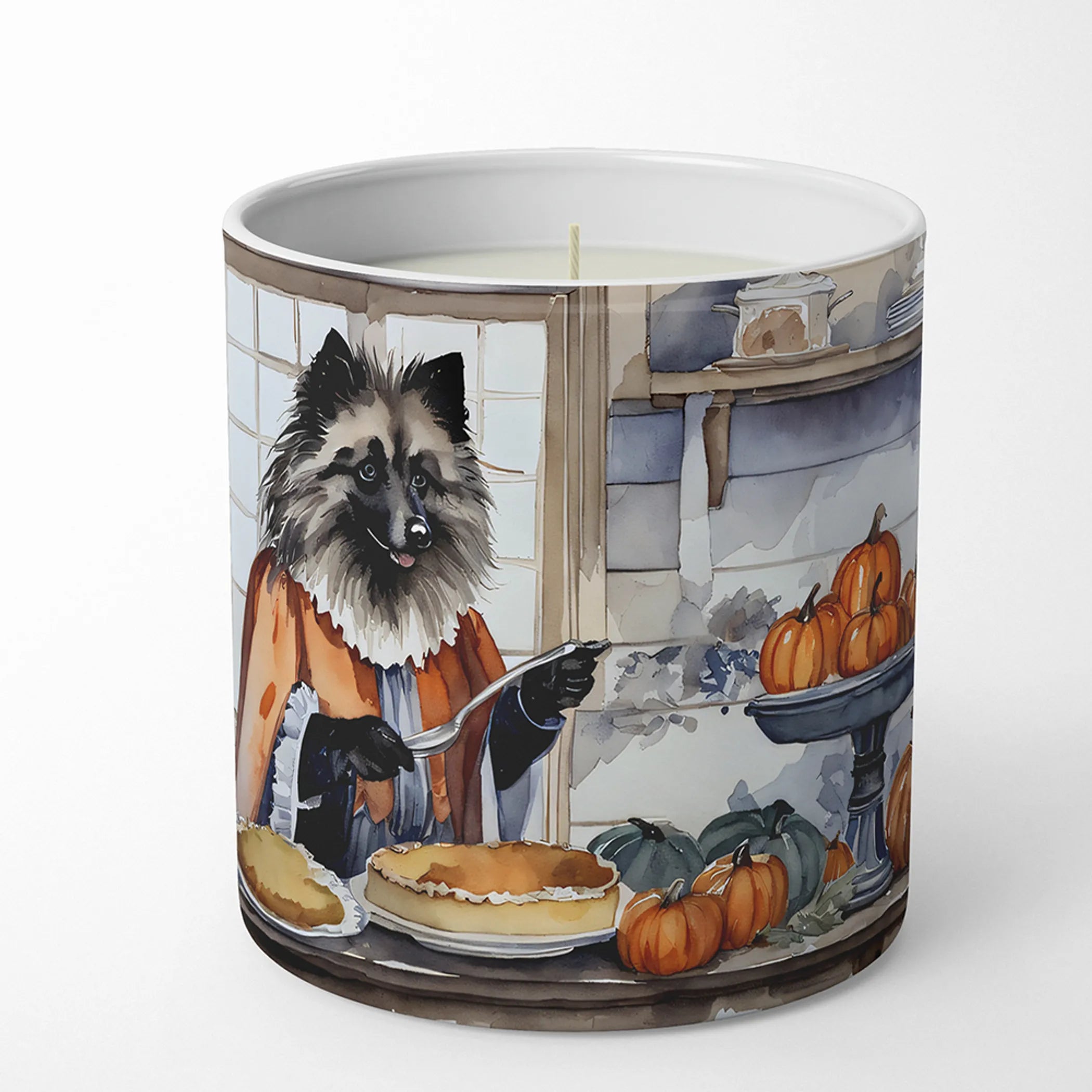 Keeshond Fall Kitchen Pumpkins Decorative Soy Candle