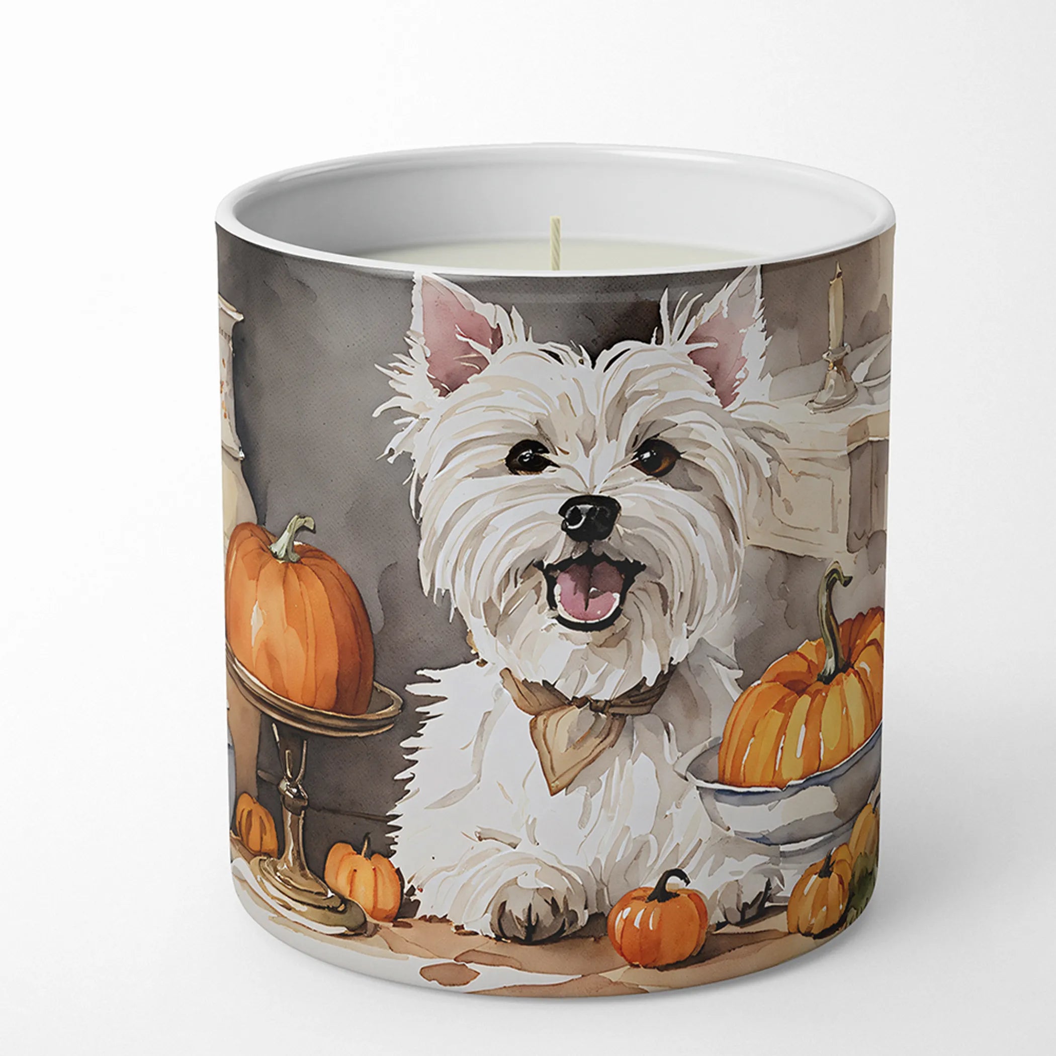 Westie Fall Kitchen Pumpkins Decorative Soy Candle