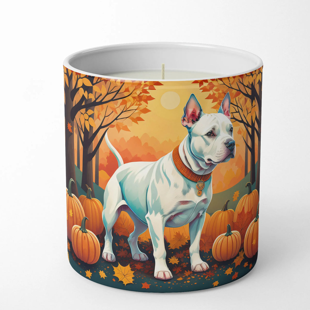 White Pit  Terrier Fall Decorative Soy Candle