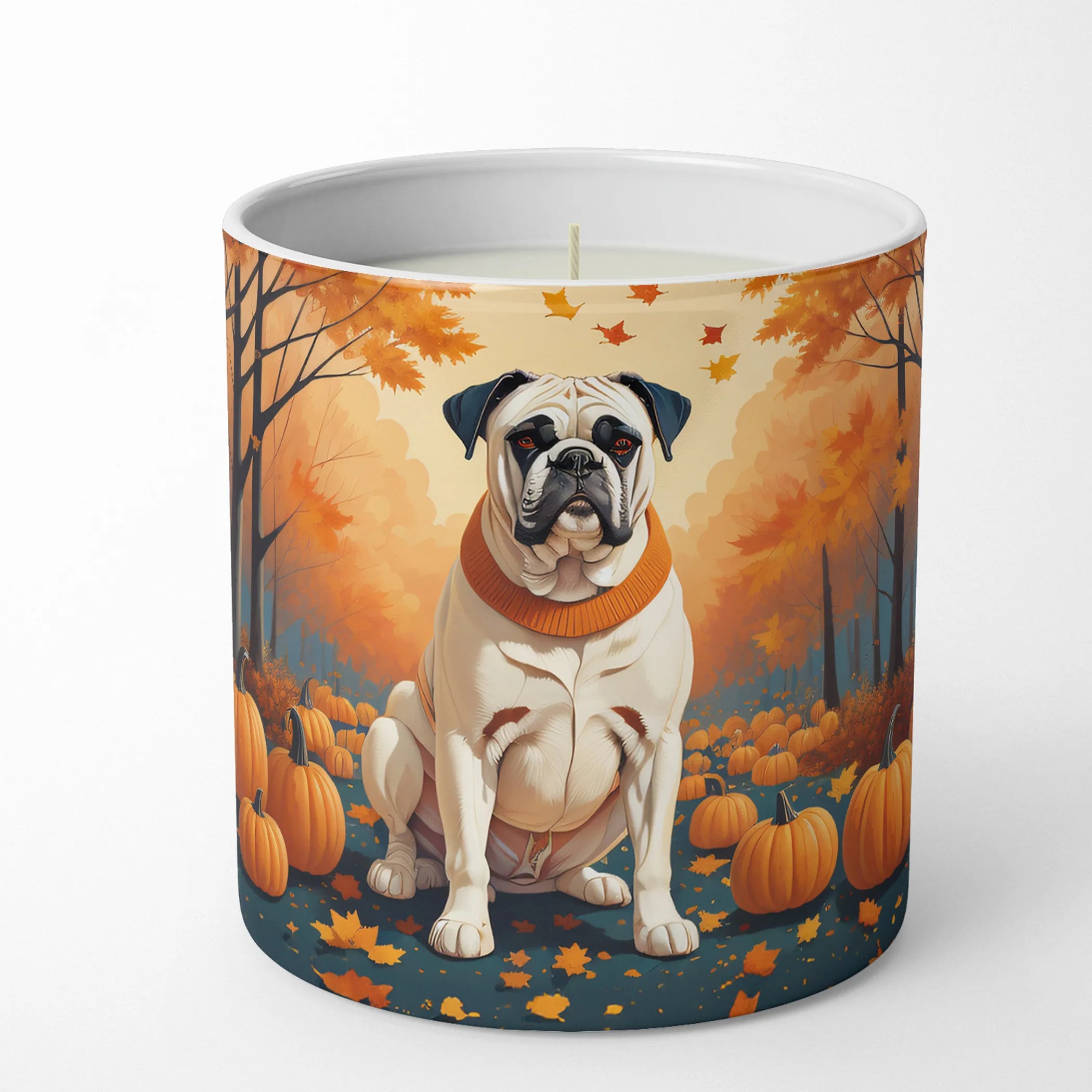 White Boxer Fall Decorative Soy Candle