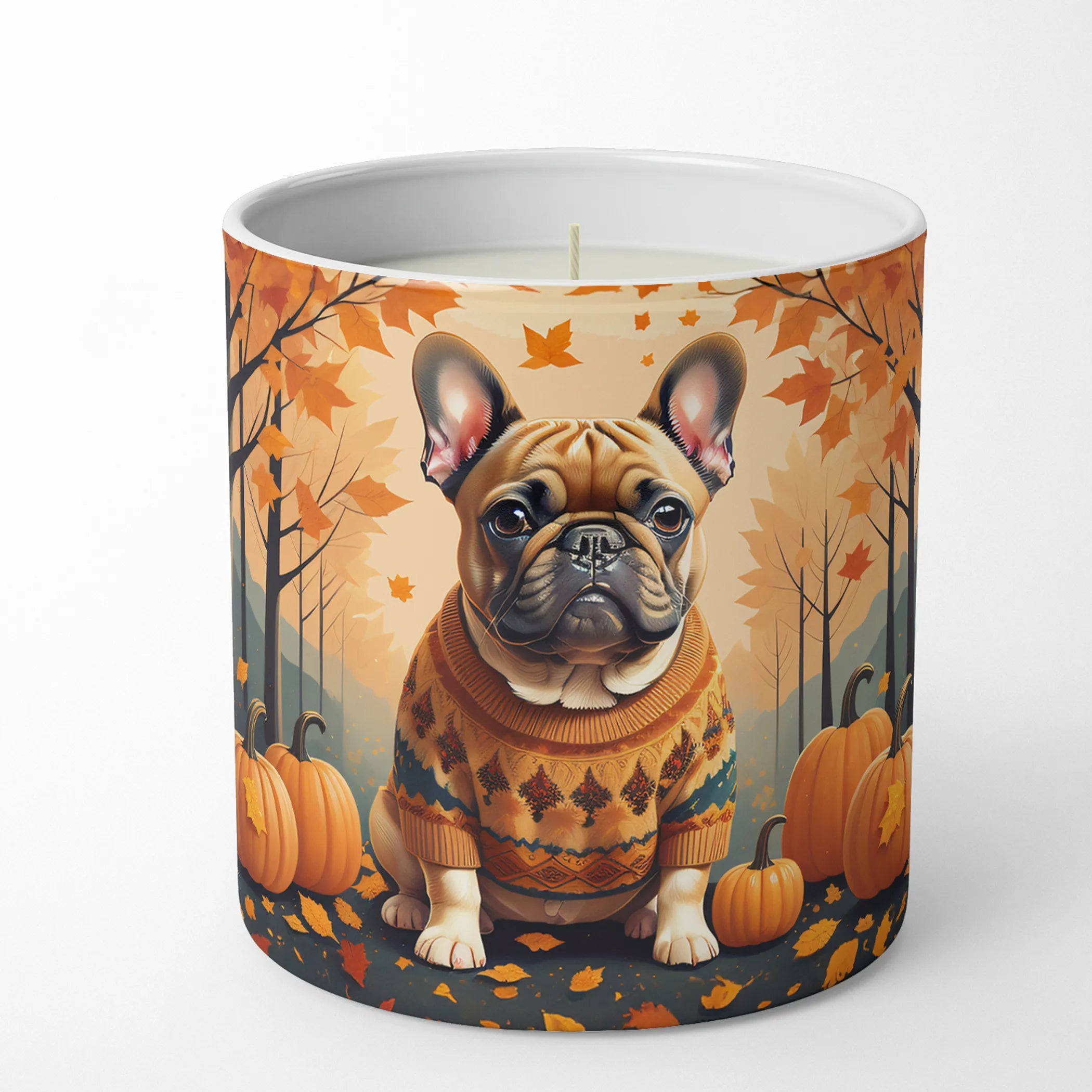 Fawn French Bulldog Fall Decorative Soy Candle