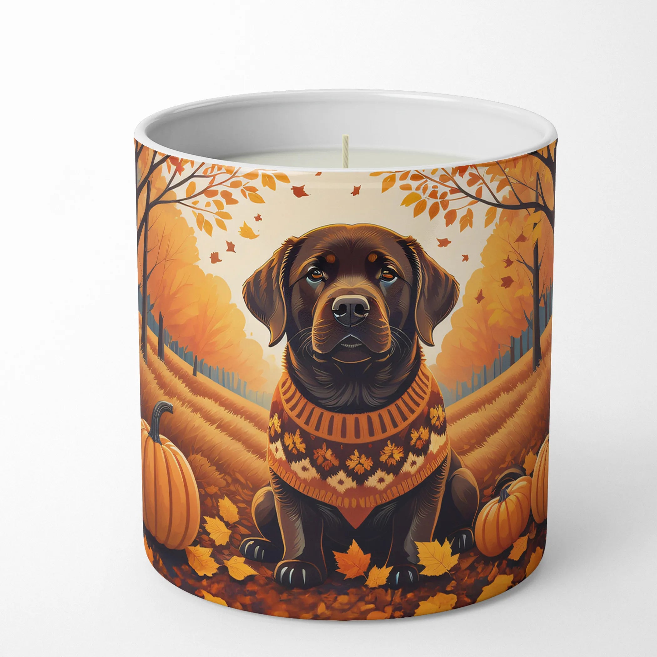 Chocolate Labrador Retriever Fall Decorative Soy Candle