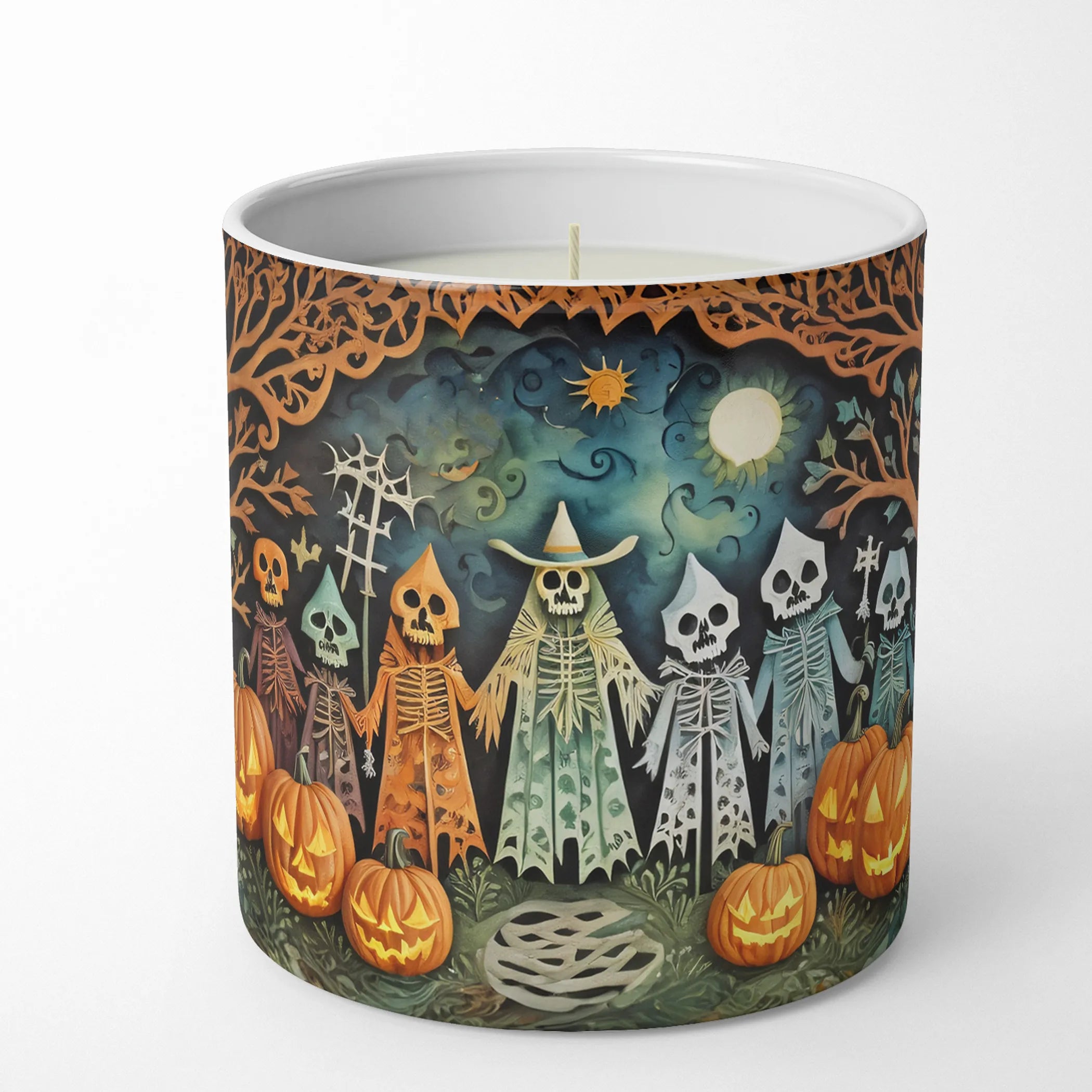 Papel Picado Skeletons Spooky Halloween Decorative Soy Candle