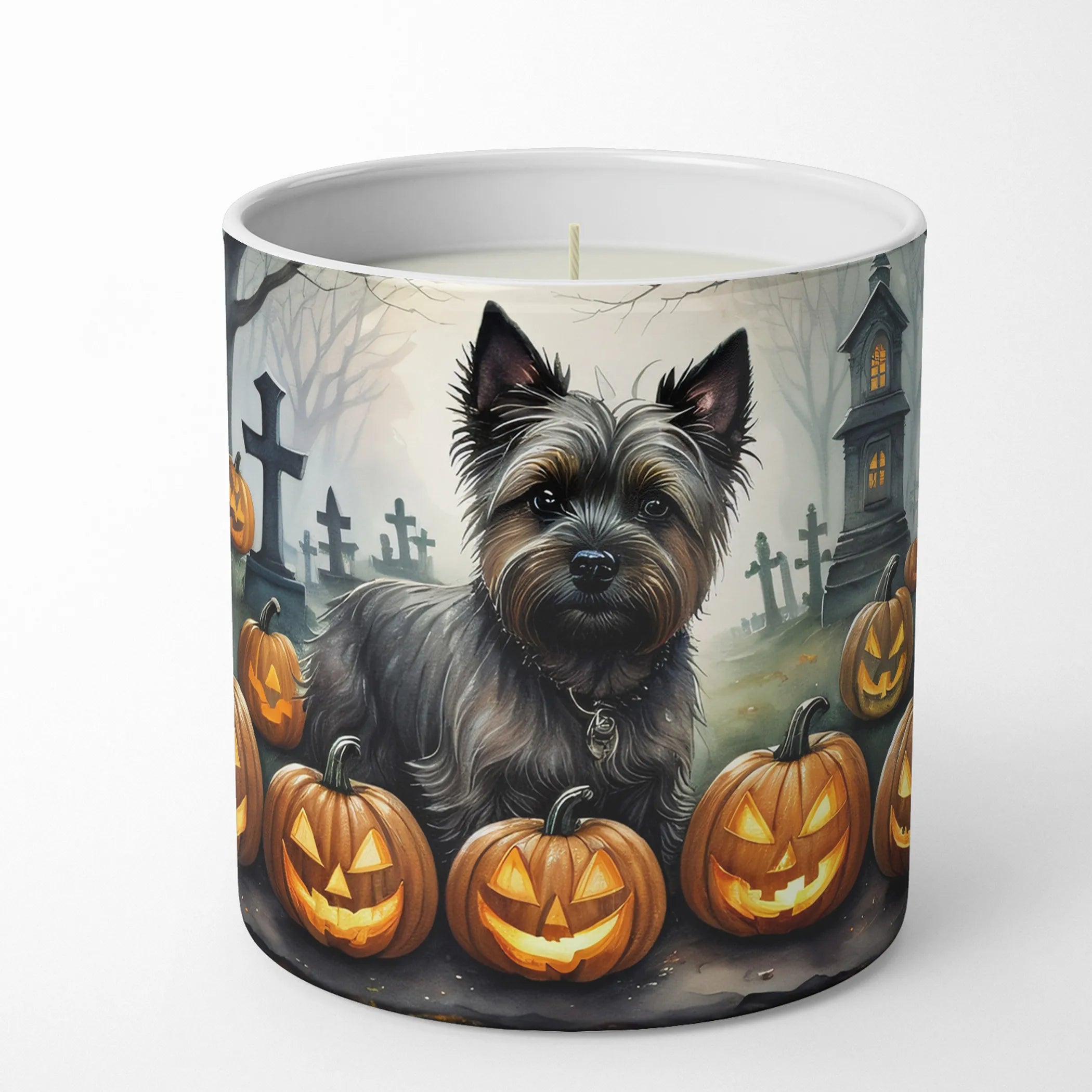 Cairn Terrier Spooky Halloween Decorative Soy Candle