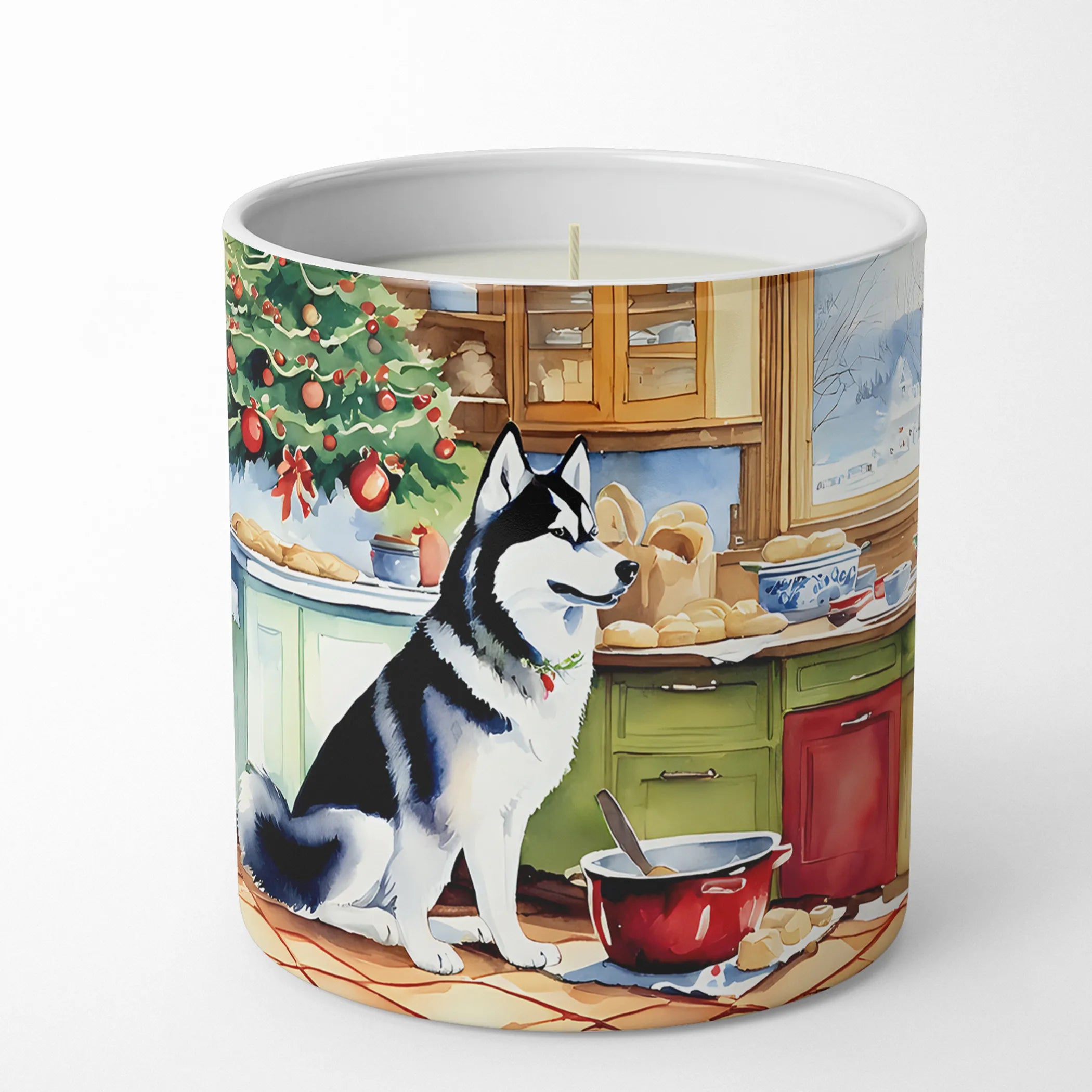 Siberian Husky Christmas Cookies Decorative Soy Candle