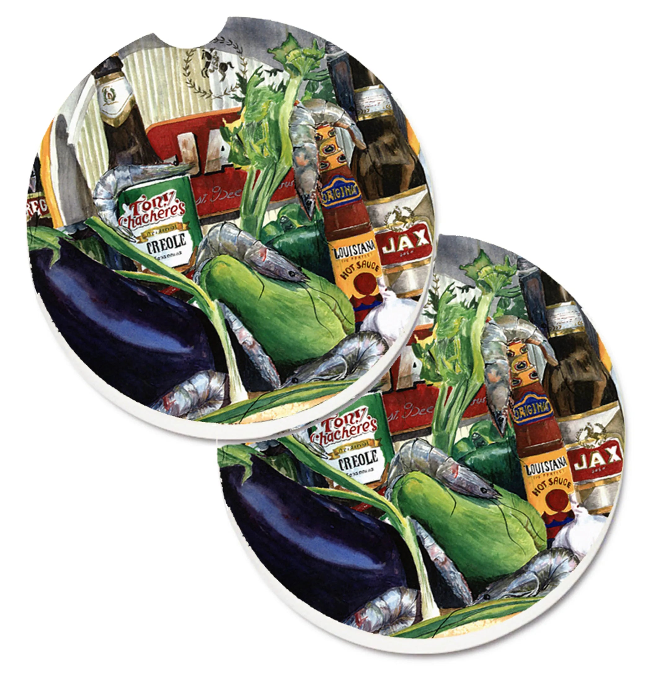 Mardis Gras  Cup Holder Car Coasters (Set Of 2)