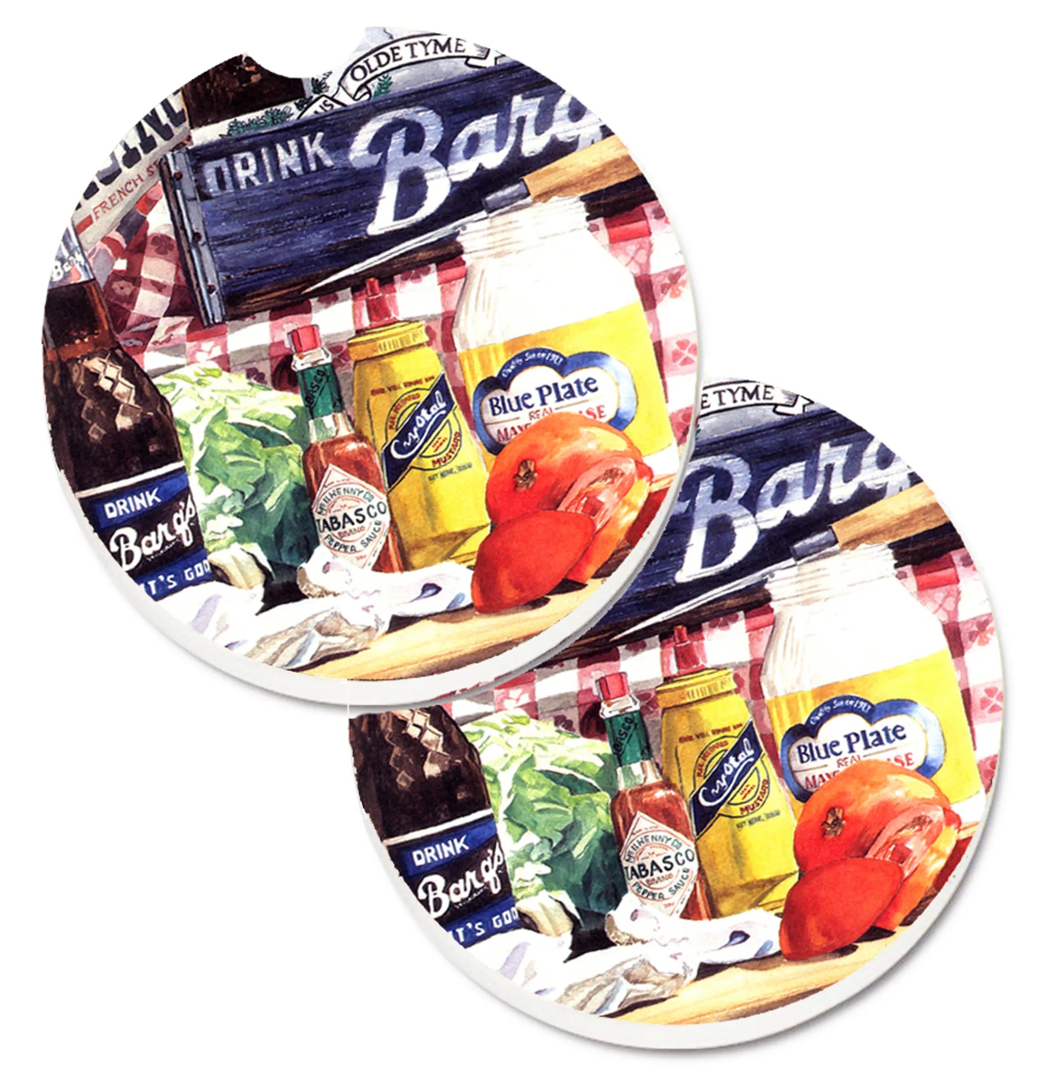 Food & Fruit Cup Holder Car Coasters (Set Of 2)