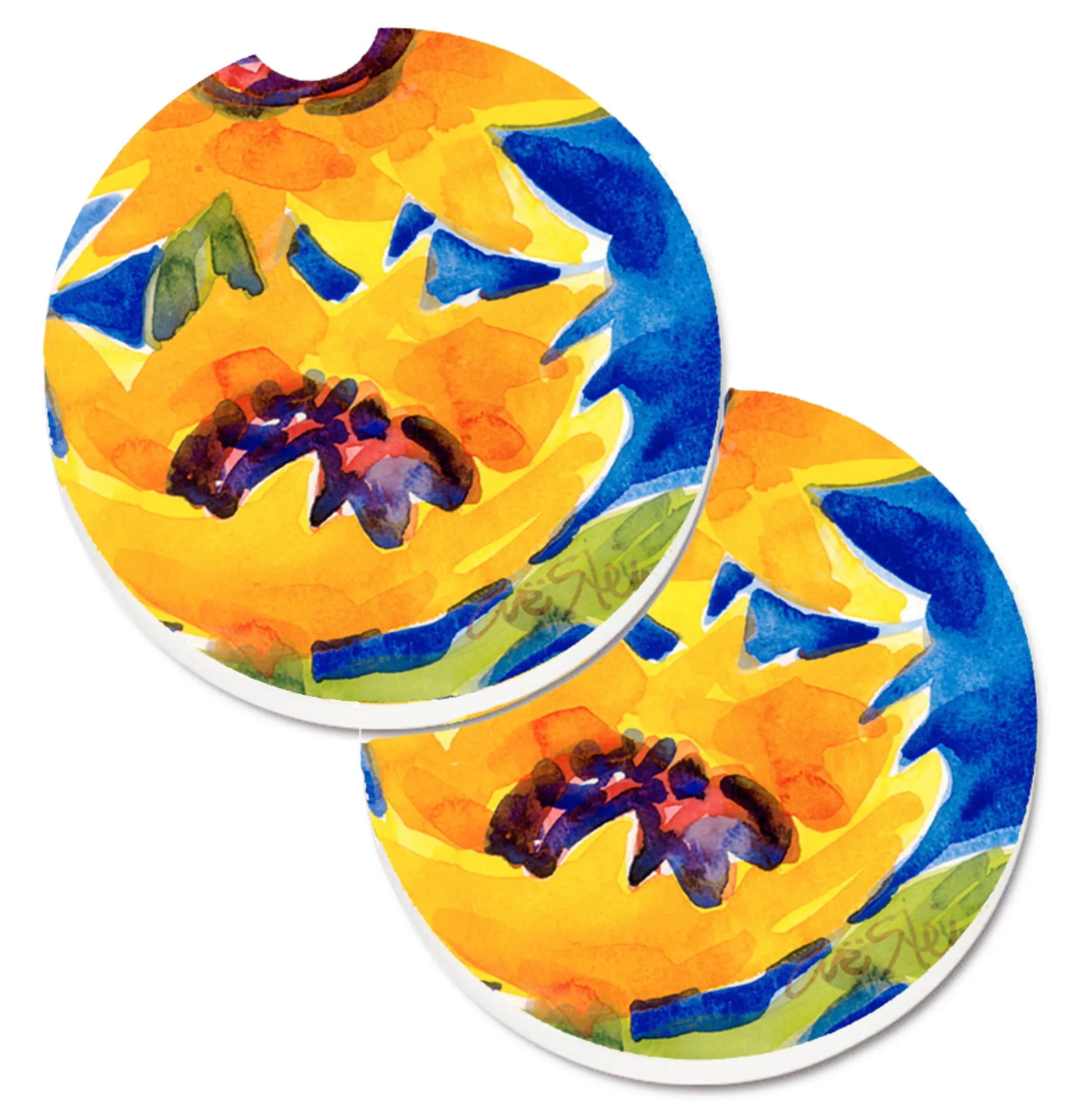 Floral Cup Holder Car Coasters (Set Of 2)