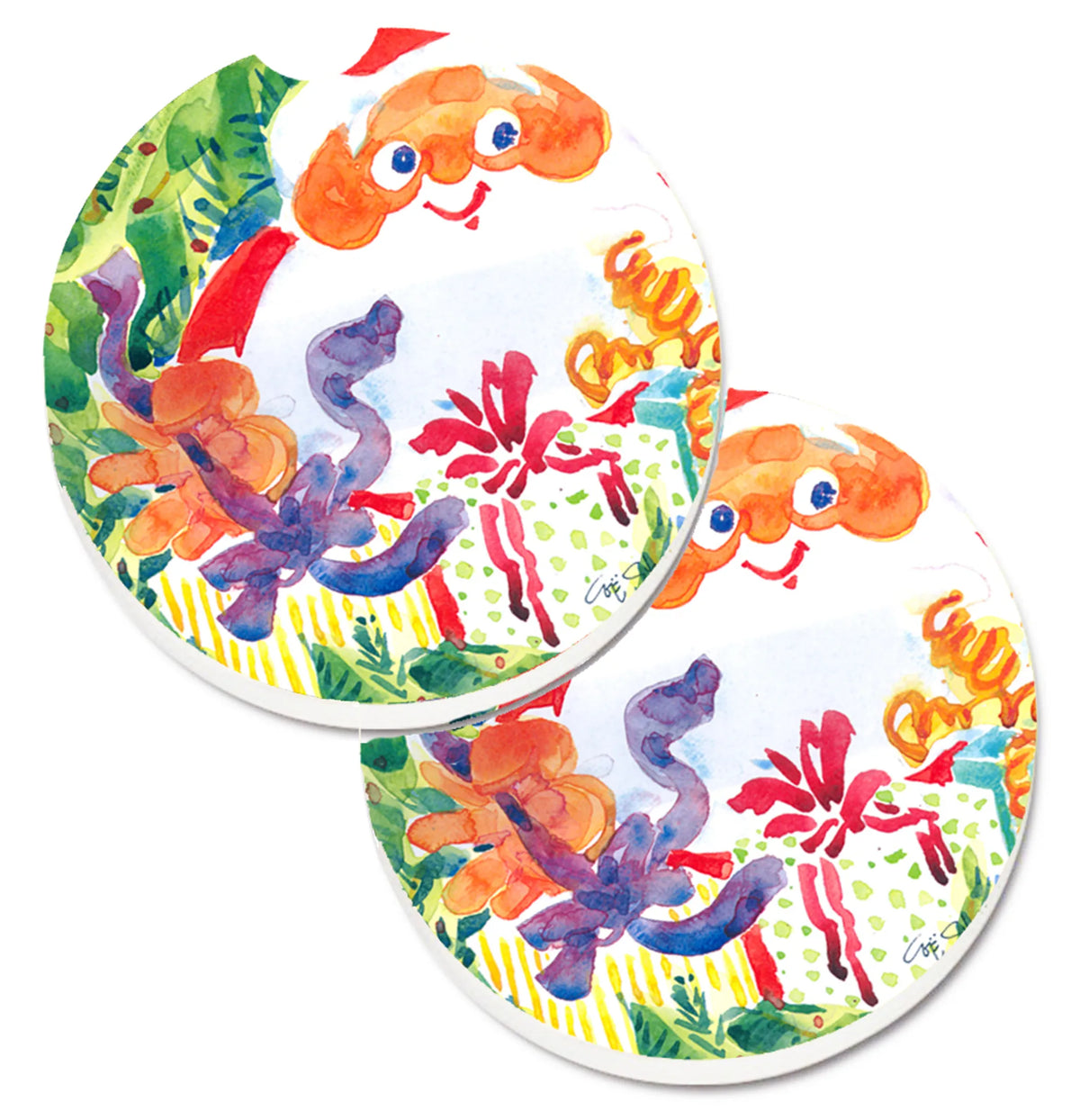 Holiday Cup Holder Car Coasters (Set Of 2)