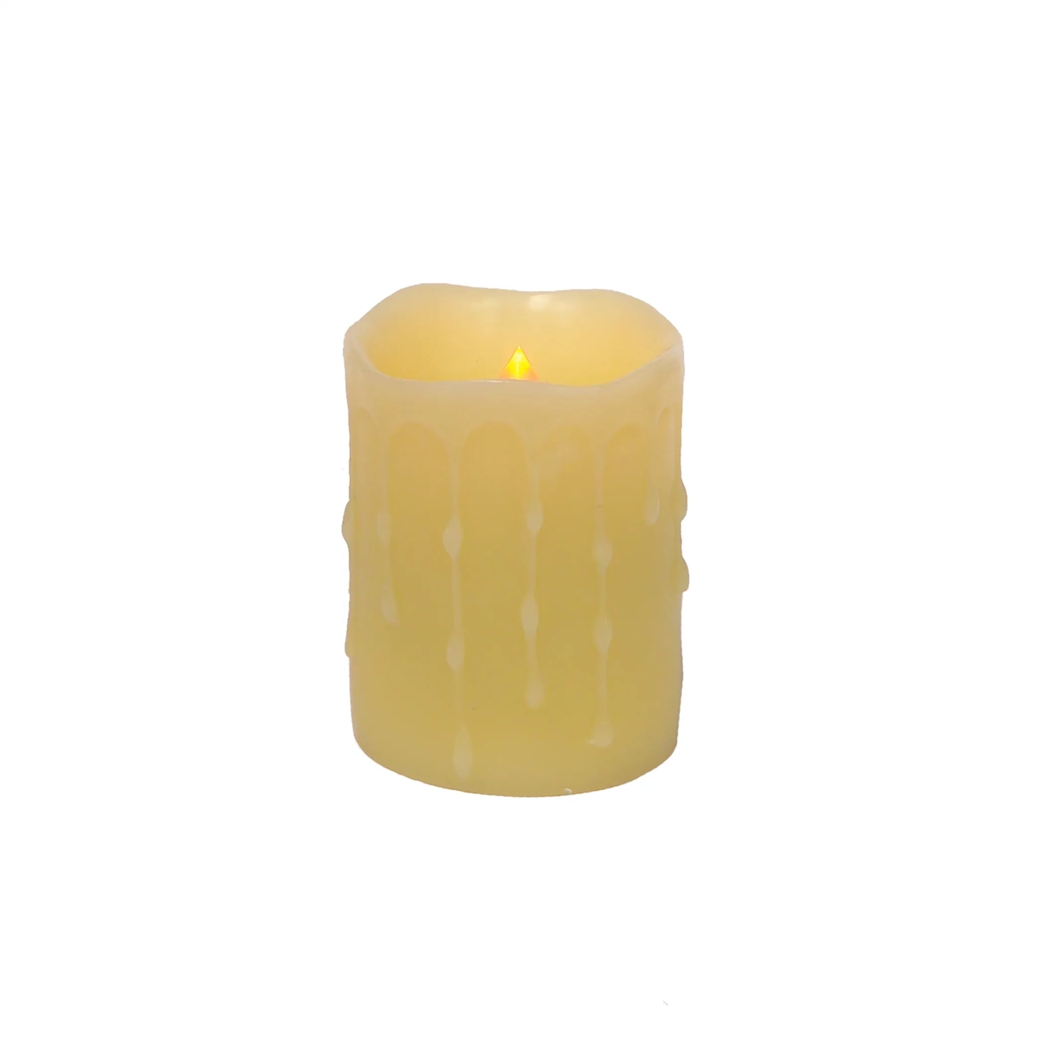 Led Wax Dripping Pillar Candle (Set Of 4) 3'Dx4'H Wax/Plastic - 2 C Batteries Not Included
