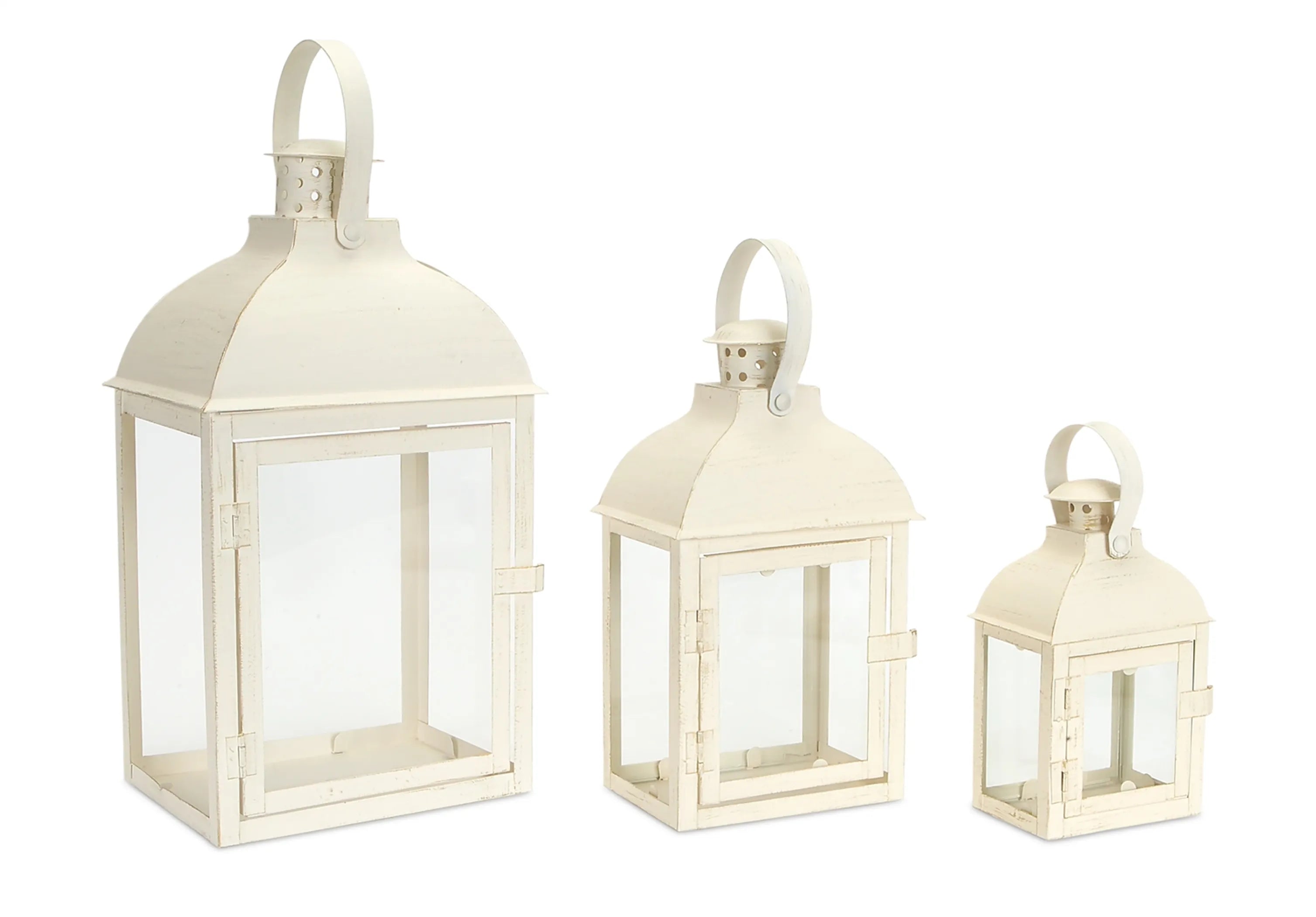 Lantern (Set Of 3) 7.5'-14'H Iron/Glass