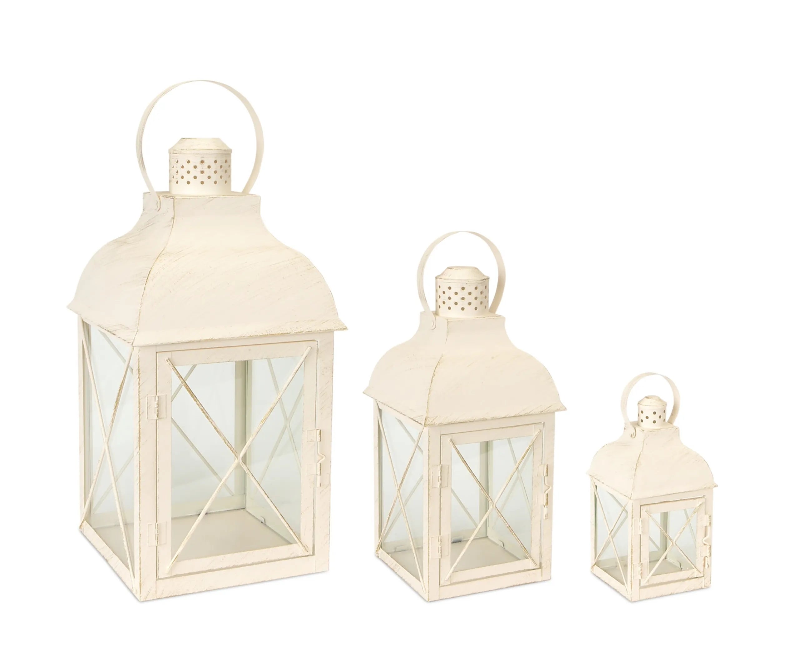 Lantern (Set Of 3) 8.5'H, 13.75'H, 18.5'H Metal/Glass