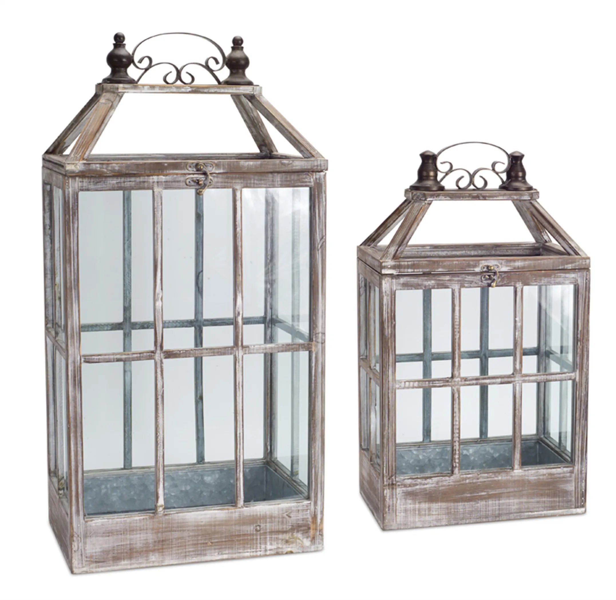 Lantern (Set Of 2) 22.5'H, 31.5'H Wood/Metal