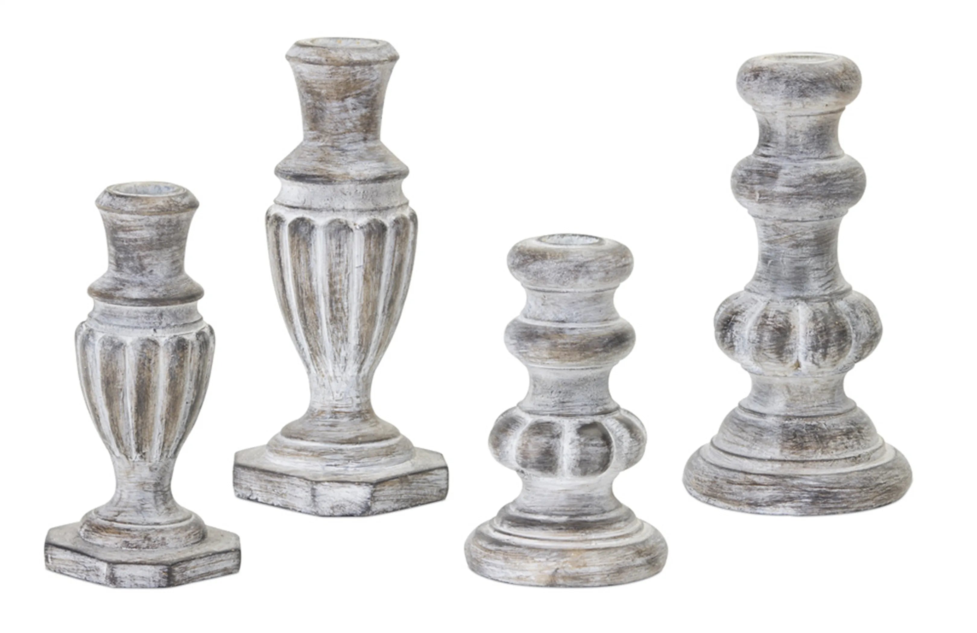 Candle Holder (Set Of 4) 5.75'H, 6.5'H, 7.5'H, 7.5'H Resin/Stone Powder