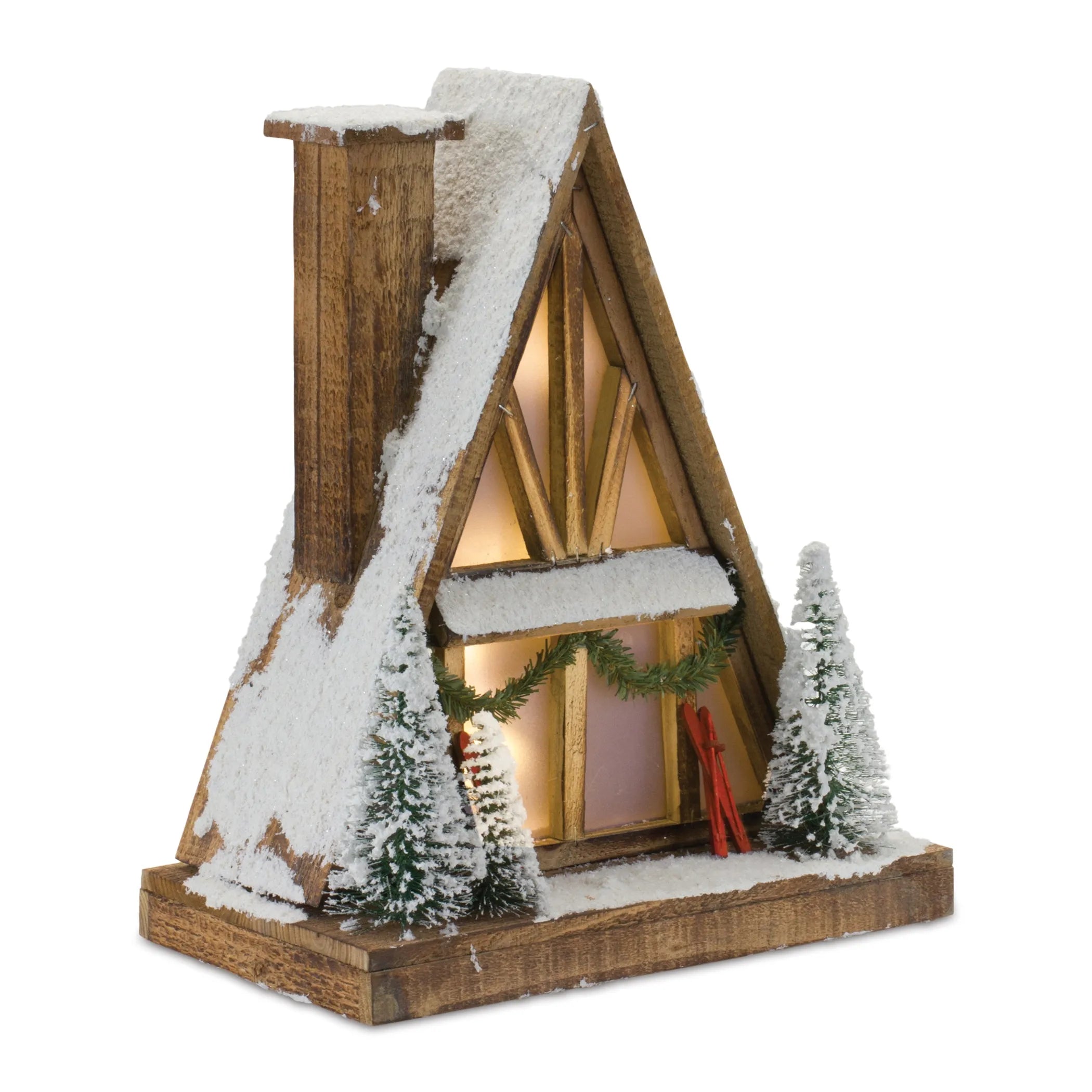 Vintage A-Frame Ski Lodge Lighted Display