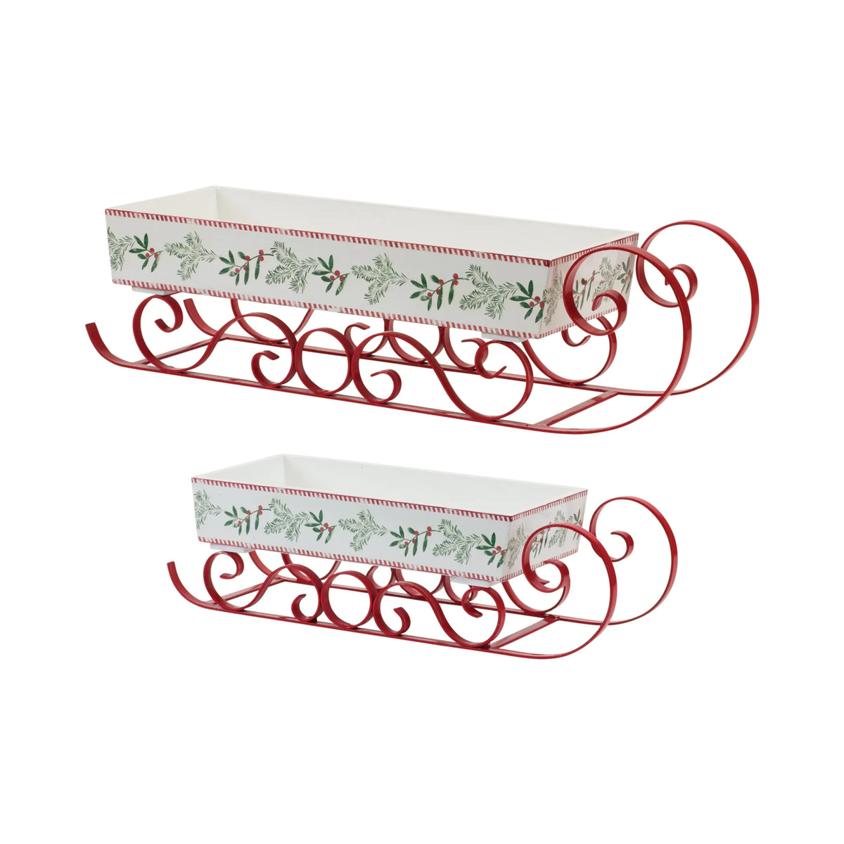 Wooden Sleigh With Pine Accents