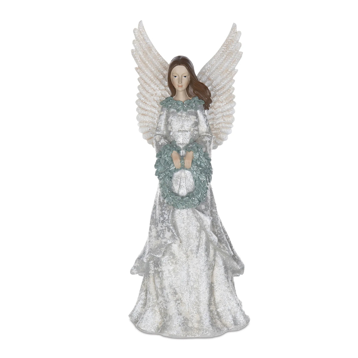 Winter Angel Figurine With Wreath