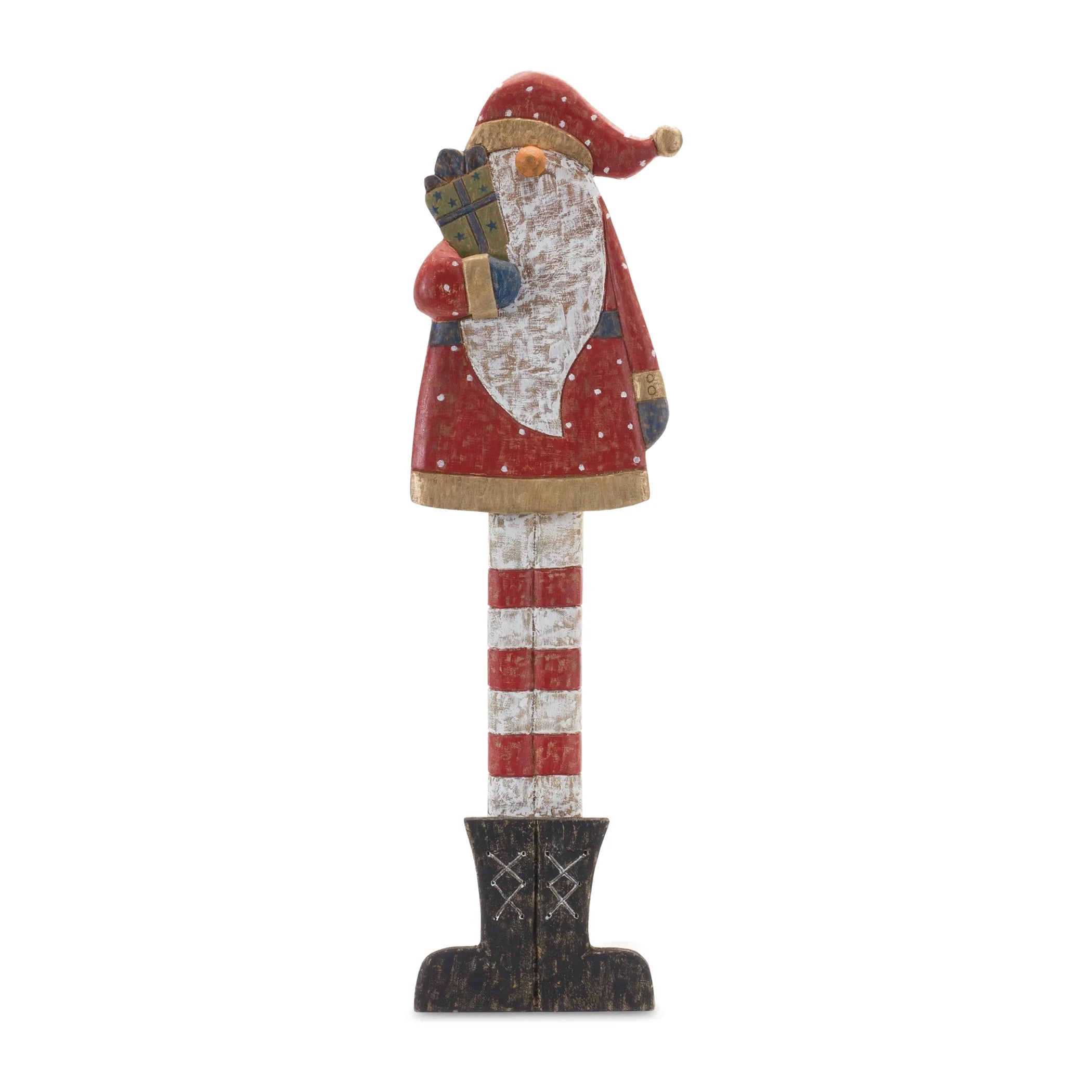 Tall Wooden Santa With Presents