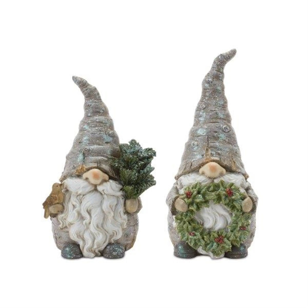 Pine Tree Trunk Gnome With Wreath Accent