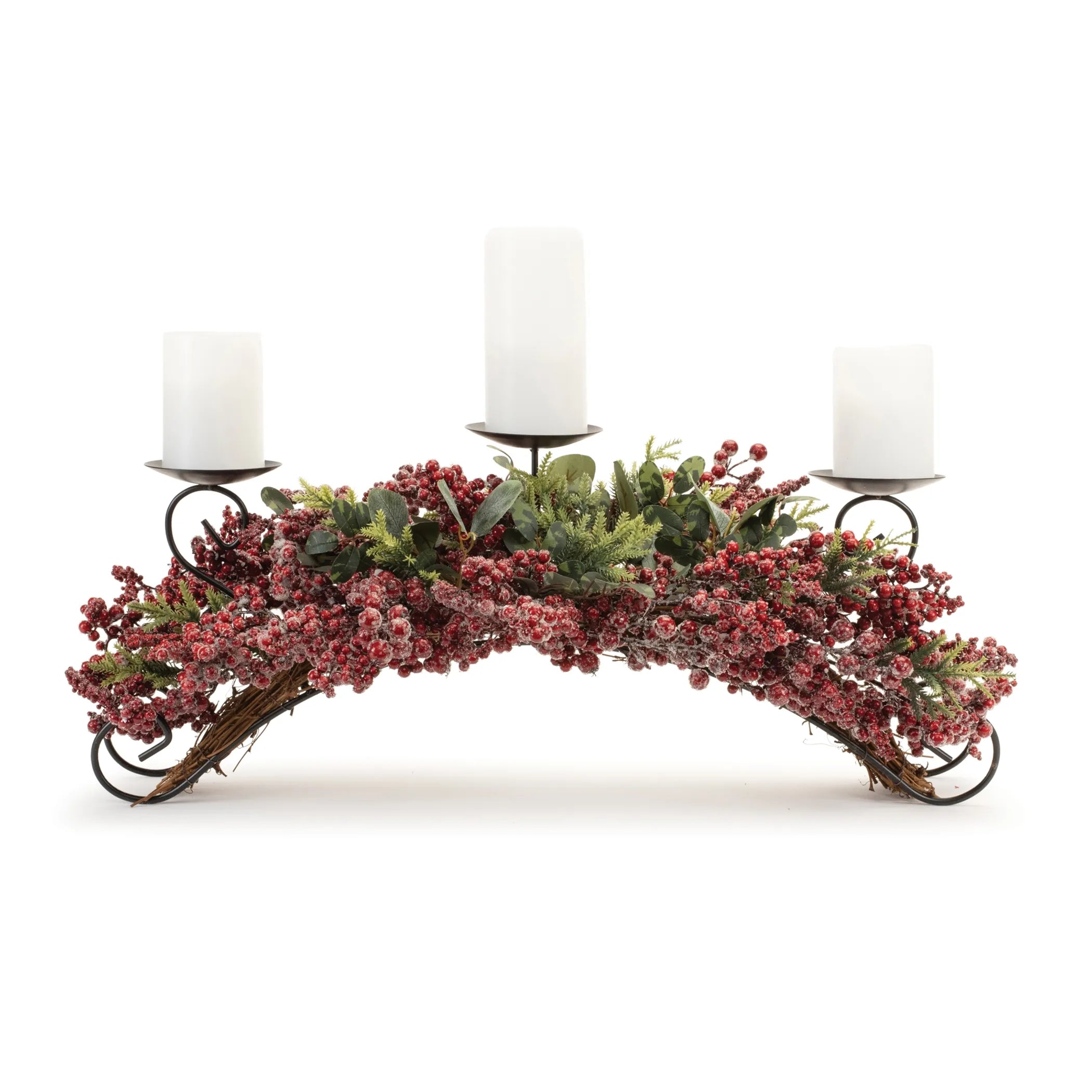 Pine And Berry Centerpiece Candle Holder